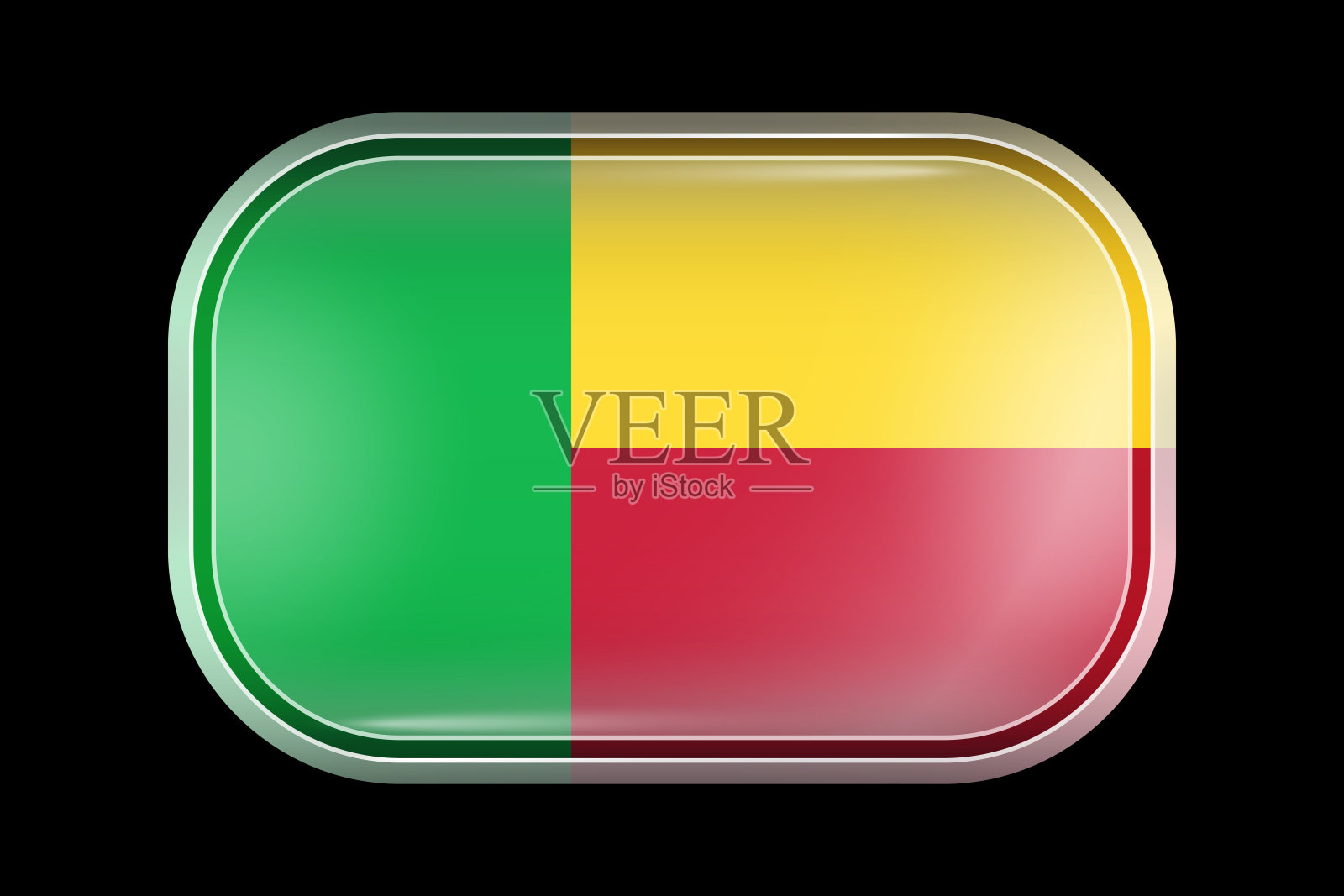 贝宁的旗帜。暗淡的矢量图标。矢量矩形形状与圆角设计元素图片