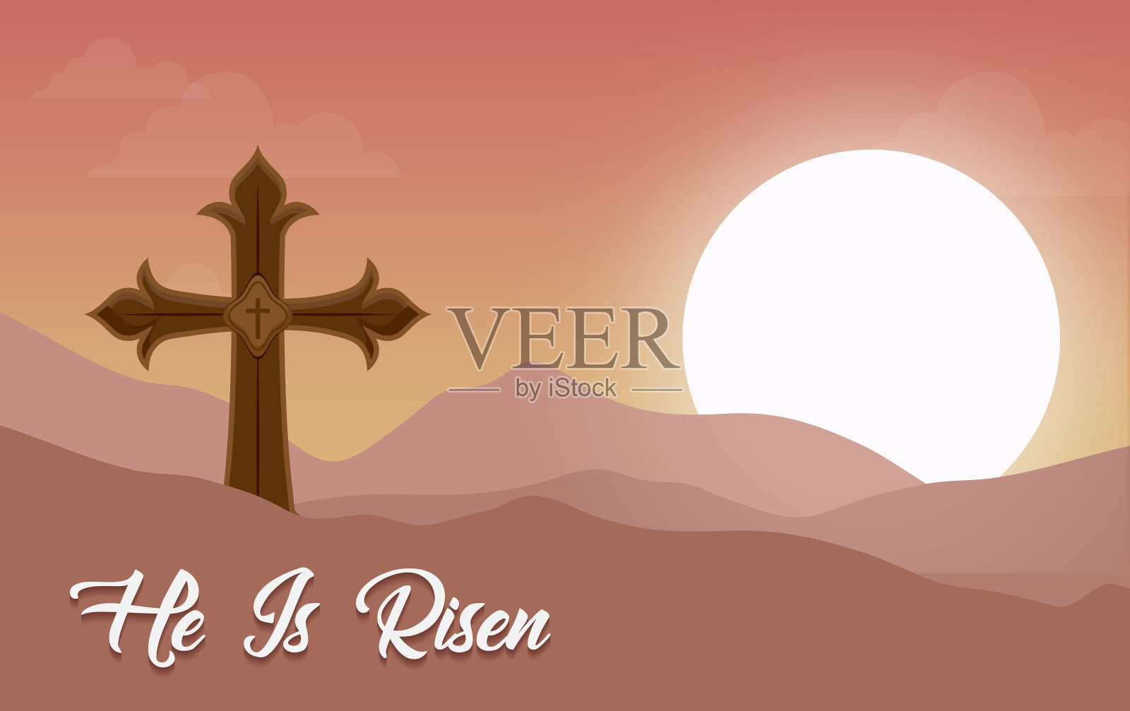 耶稣复活的卡瓦里奥山场景插画图片素材