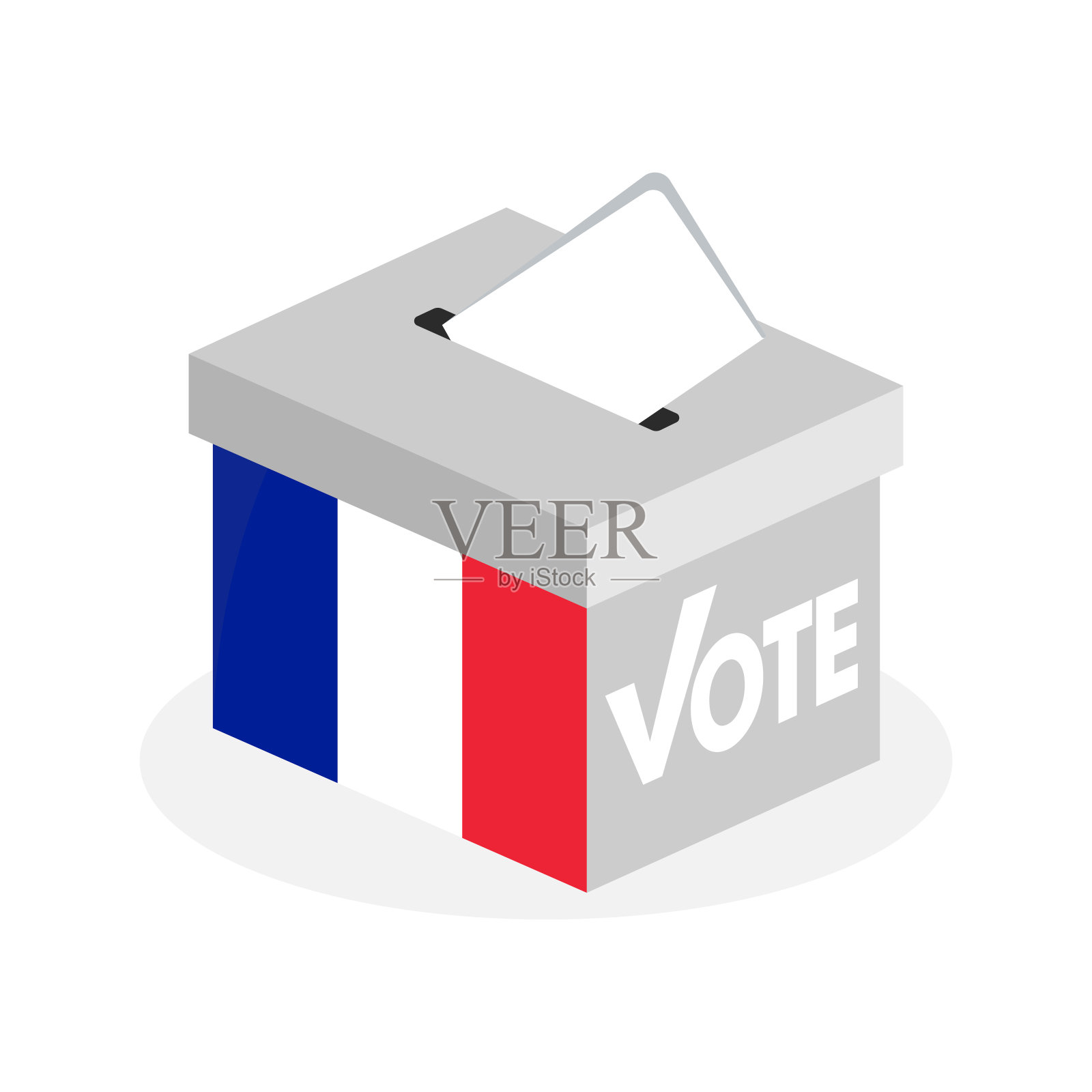 选举投票箱与法国国旗的组合插画图片素材