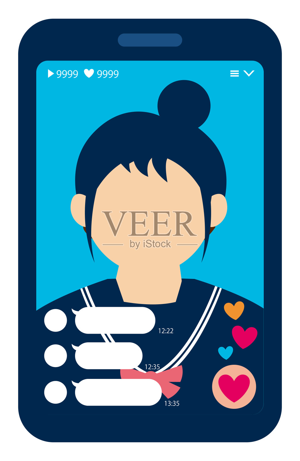 智能手机实时视频(实时聊天)矢量插图插画图片素材