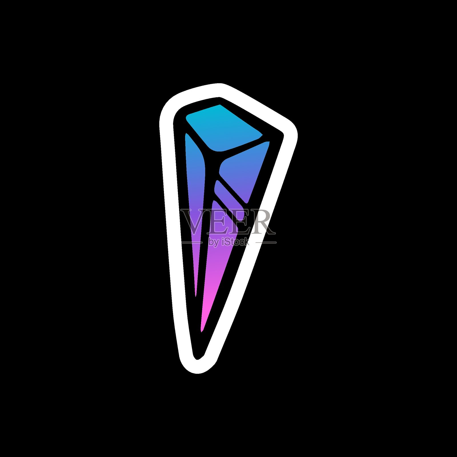 矢量线彩色霓虹渐变水晶贴纸插画图片素材