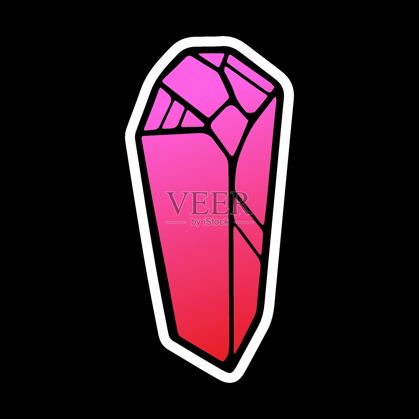 矢量线彩色霓虹渐变水晶贴纸插画图片素材