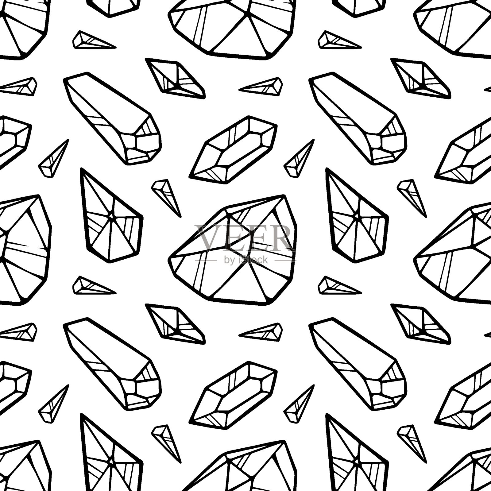 矢量黑线晶体无缝图案插画图片素材