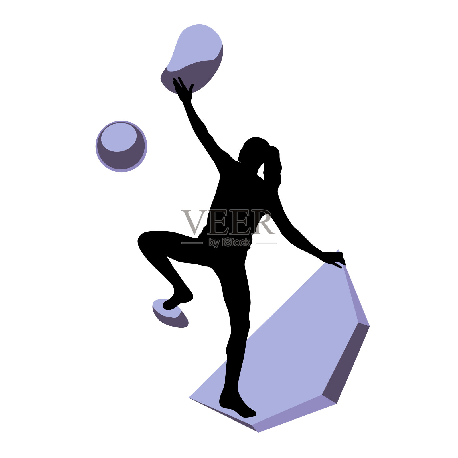 女人在爬墙插画图片素材