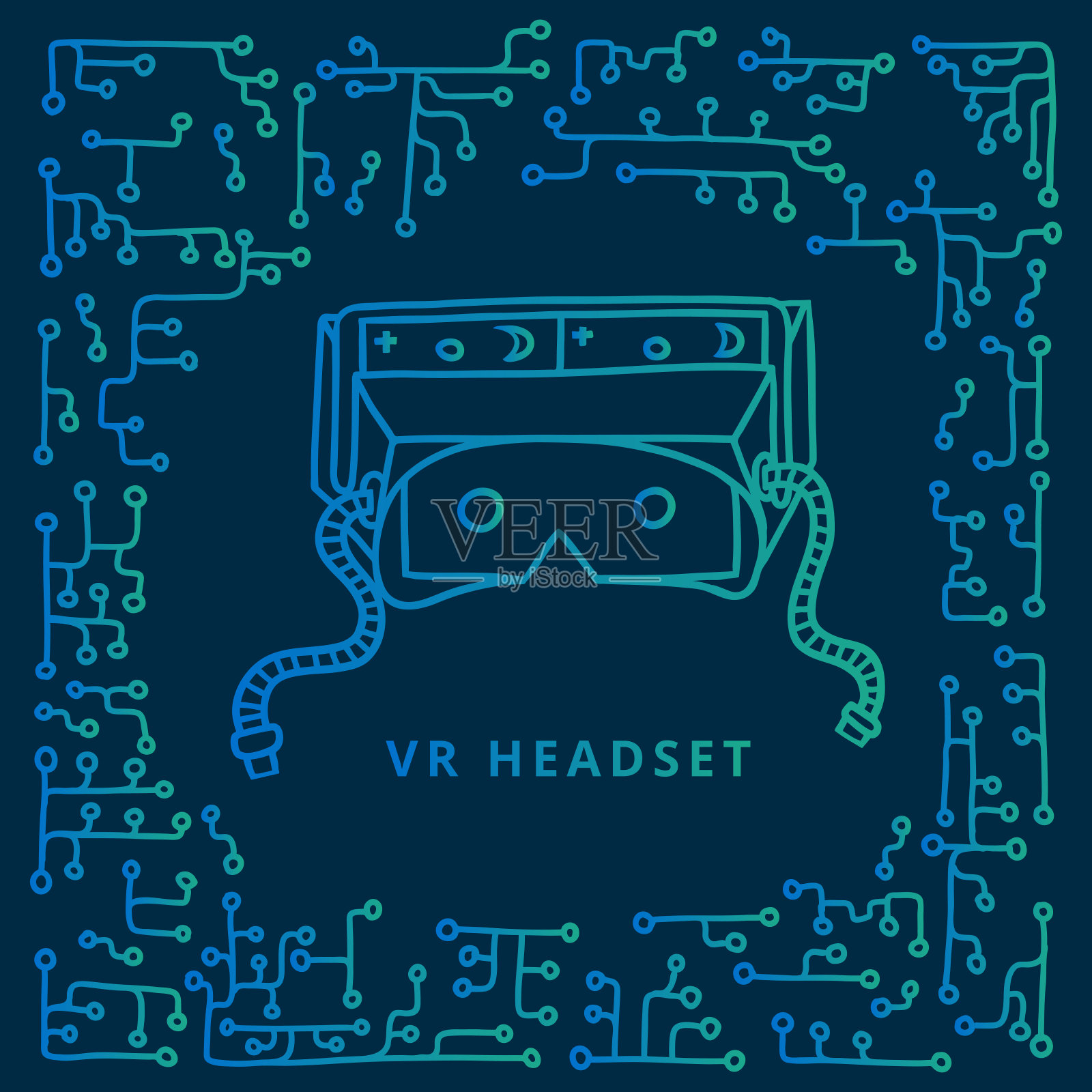 带线路板框架的VR头盔插画图片素材