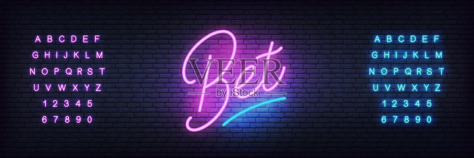 打赌氖模板。发光的字母标志赌博业的赌徒设计模板素材