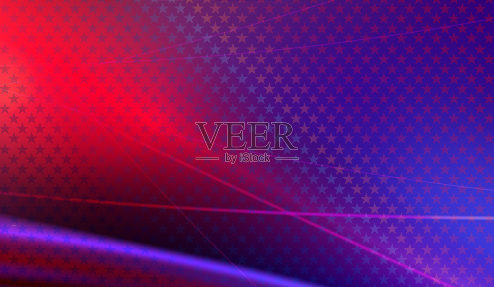 抽象的蓝色与红色设计与一套星星和轻细条纹插画图片素材