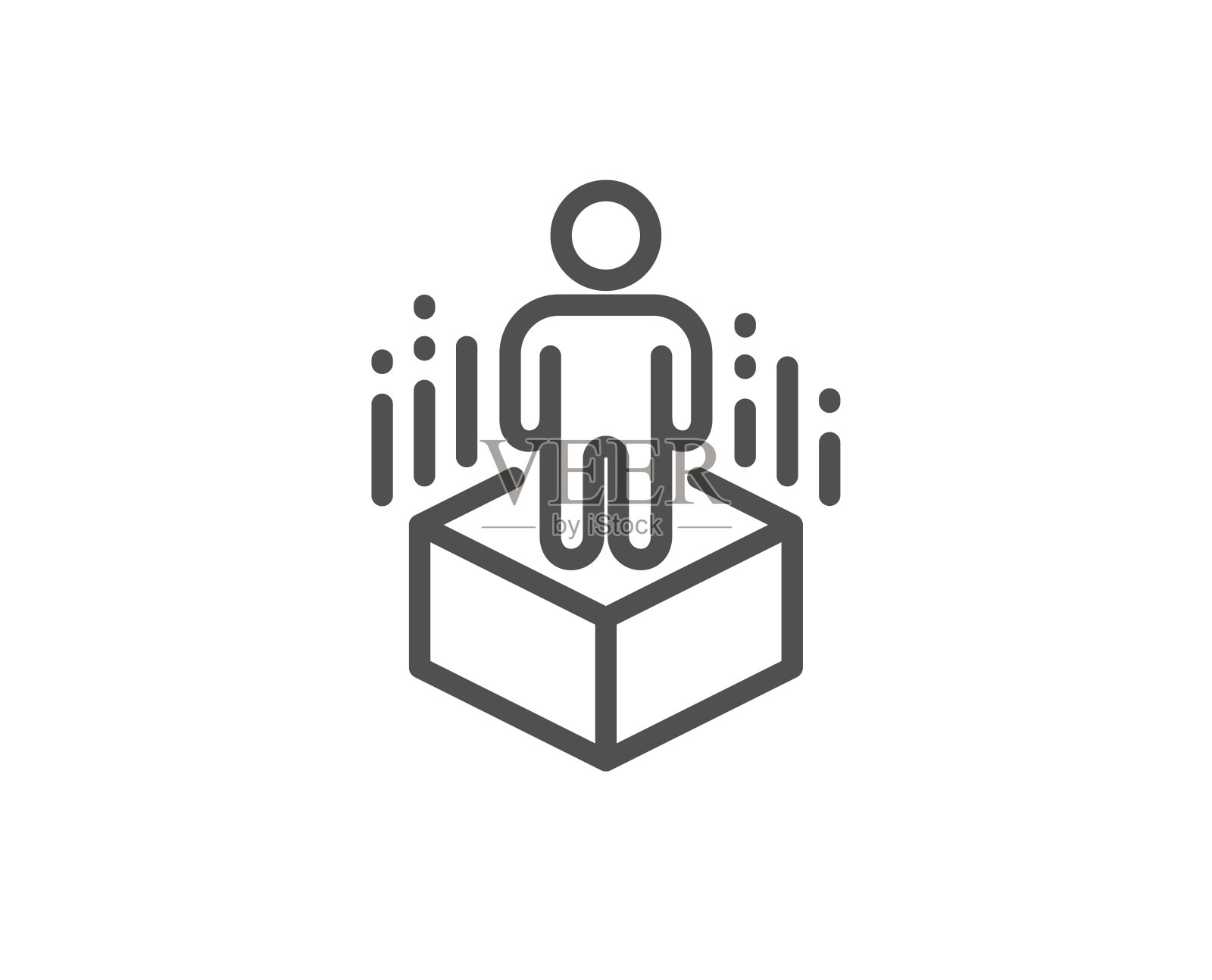 增强现实线图标。VR模拟标志。3 d的人。向量插画图片素材