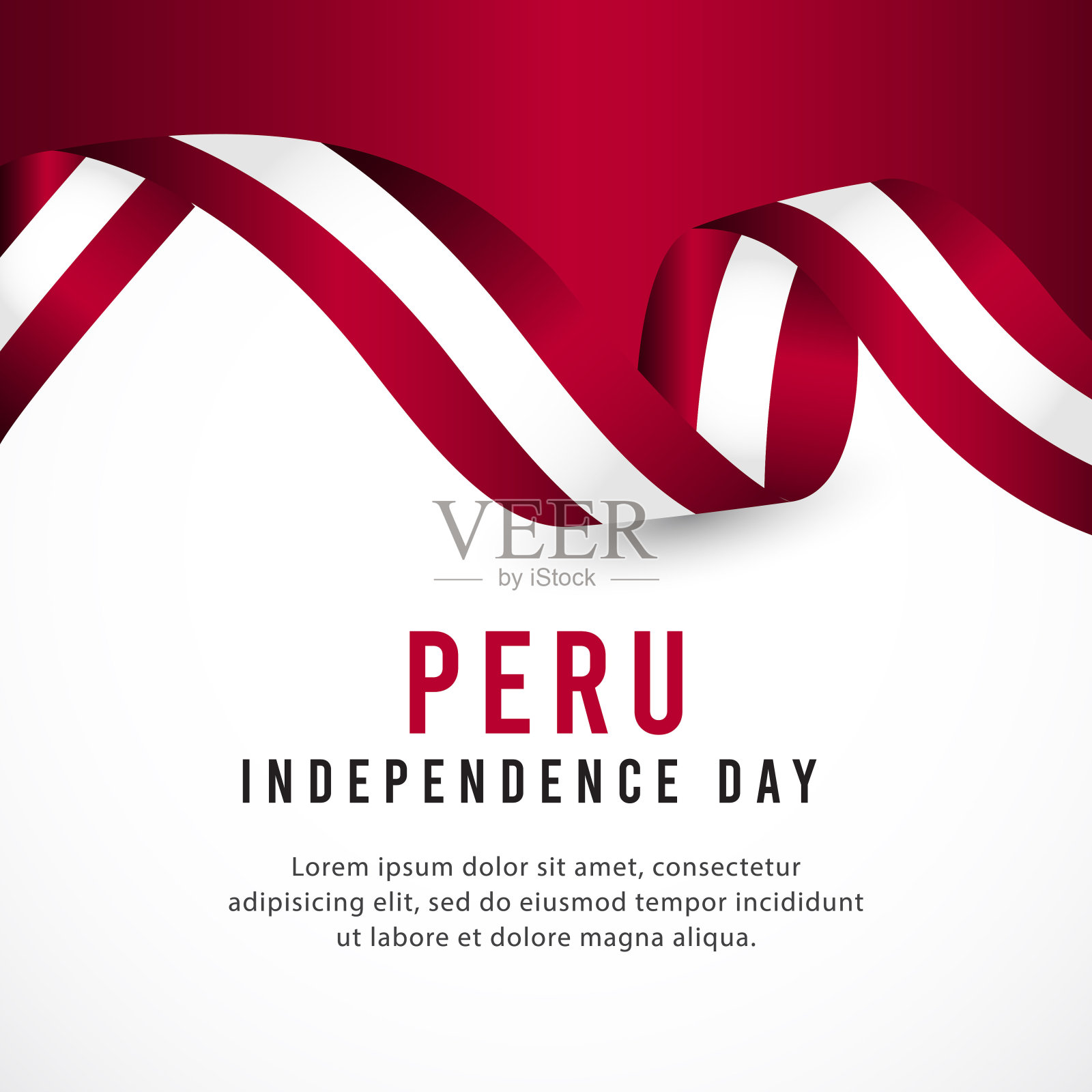 秘鲁独立日矢量模板。设计横幅，贺卡或印刷。插画图片素材