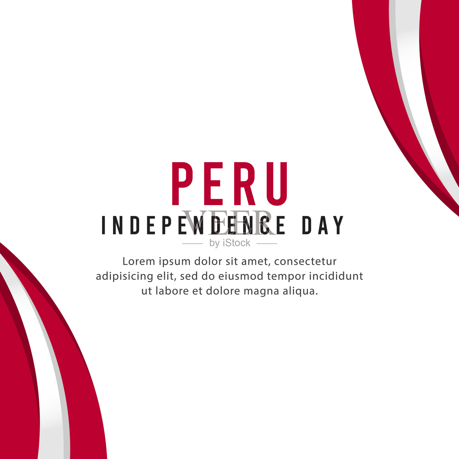 秘鲁独立日矢量模板。设计横幅，贺卡或印刷。插画图片素材