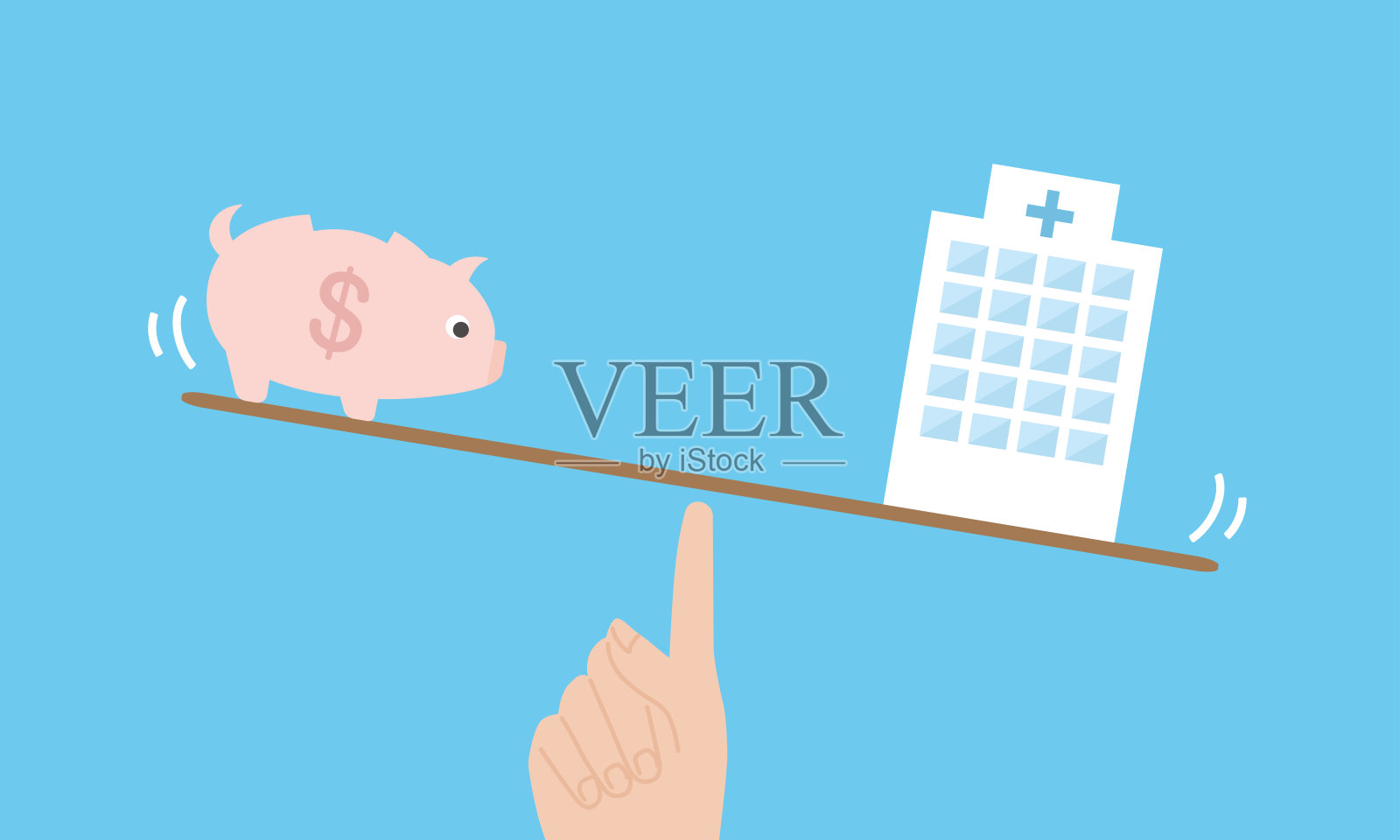 资金和医院的平衡，矢量插图插画图片素材