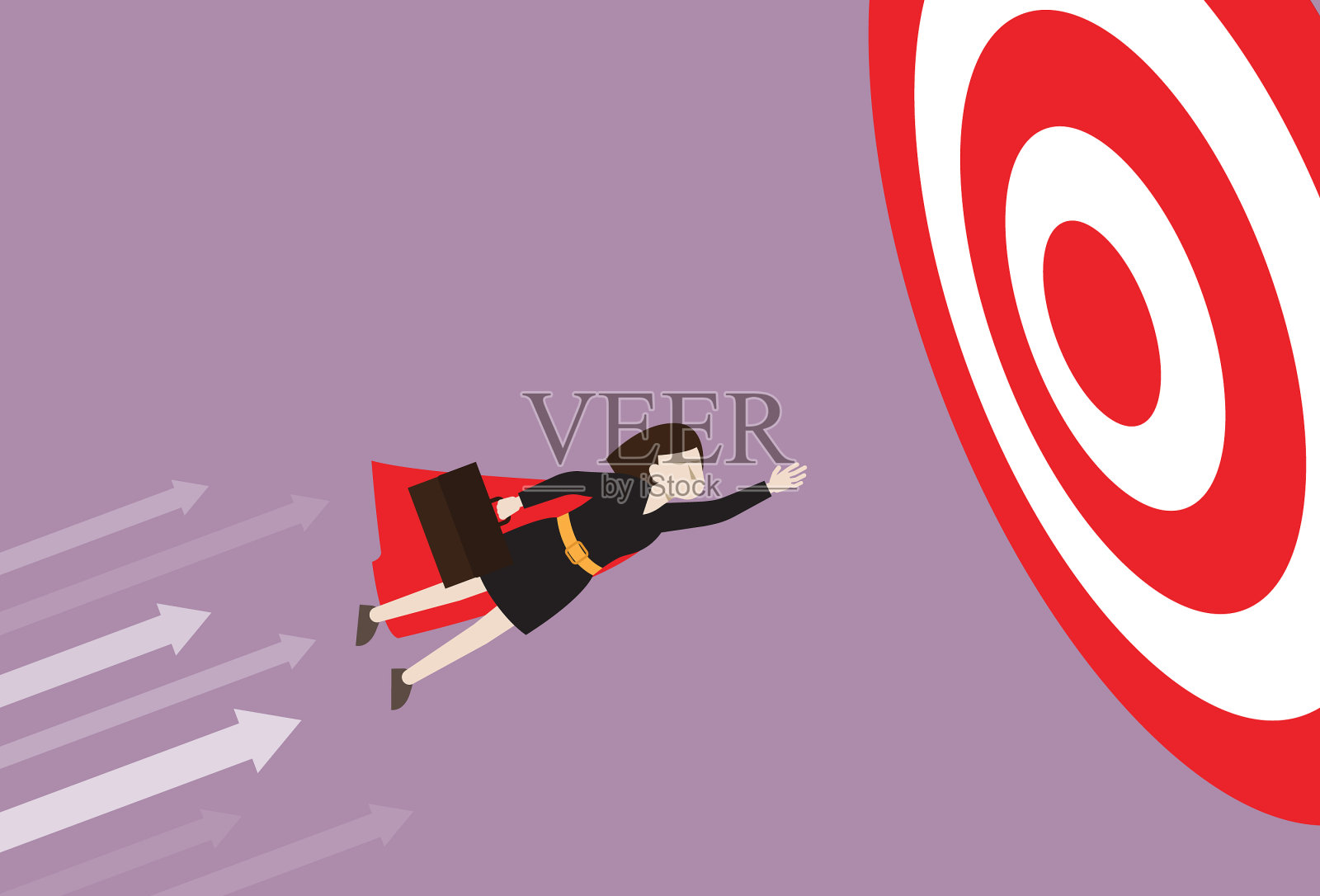 女商人飞向商业目标插画图片素材