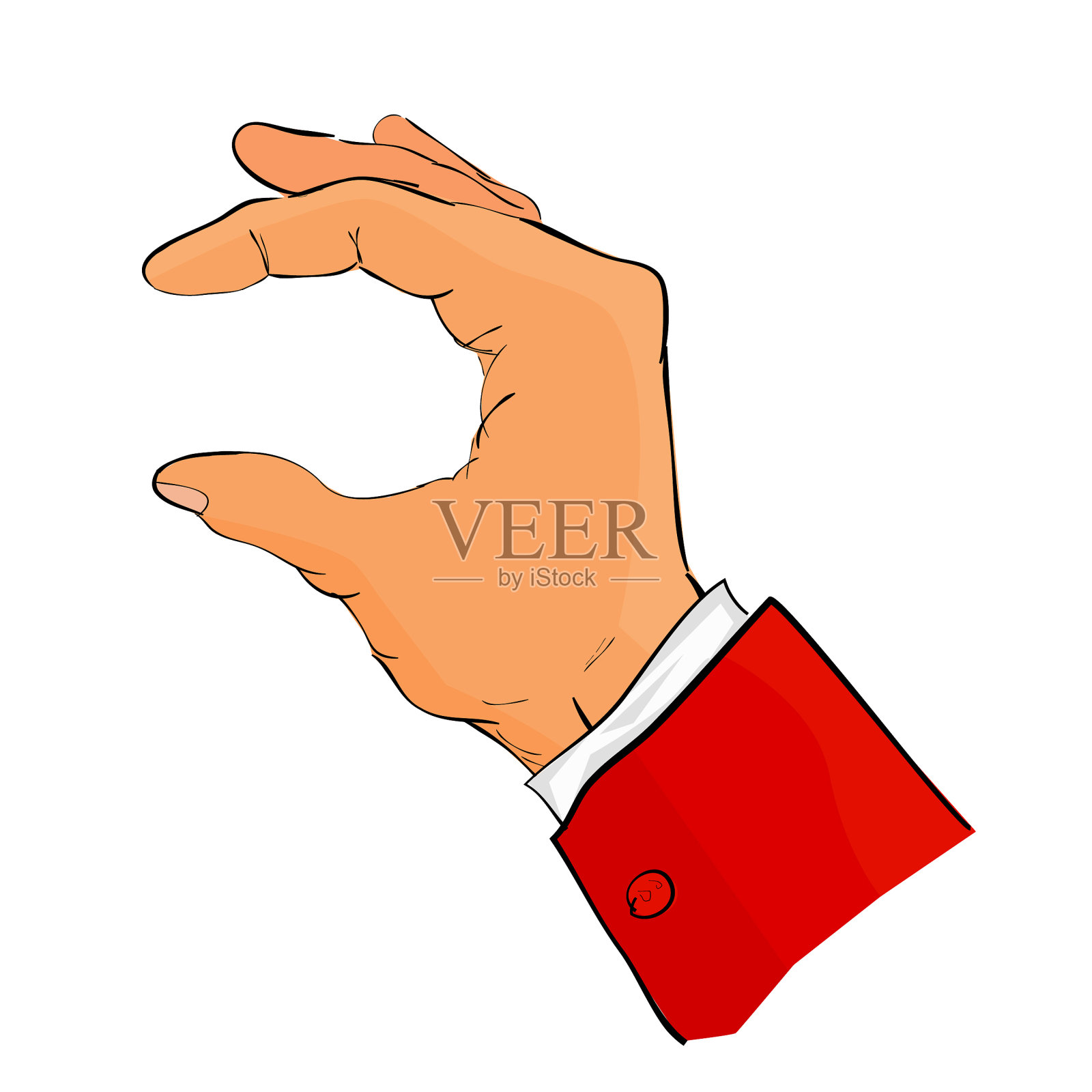 简单的手绘素描6手势使用红色燕尾服手握，挑选/采取或接收的东西为您的元素设计设计元素图片