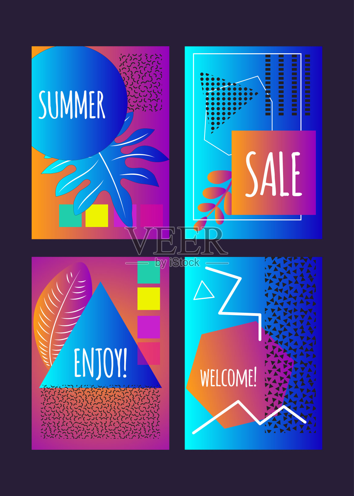 夏日派对用热带树叶做的横幅插画图片素材