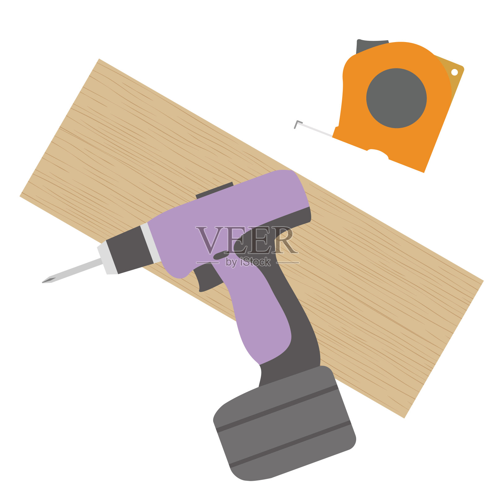 DIY工具的插图(量具、板子等)插画图片素材