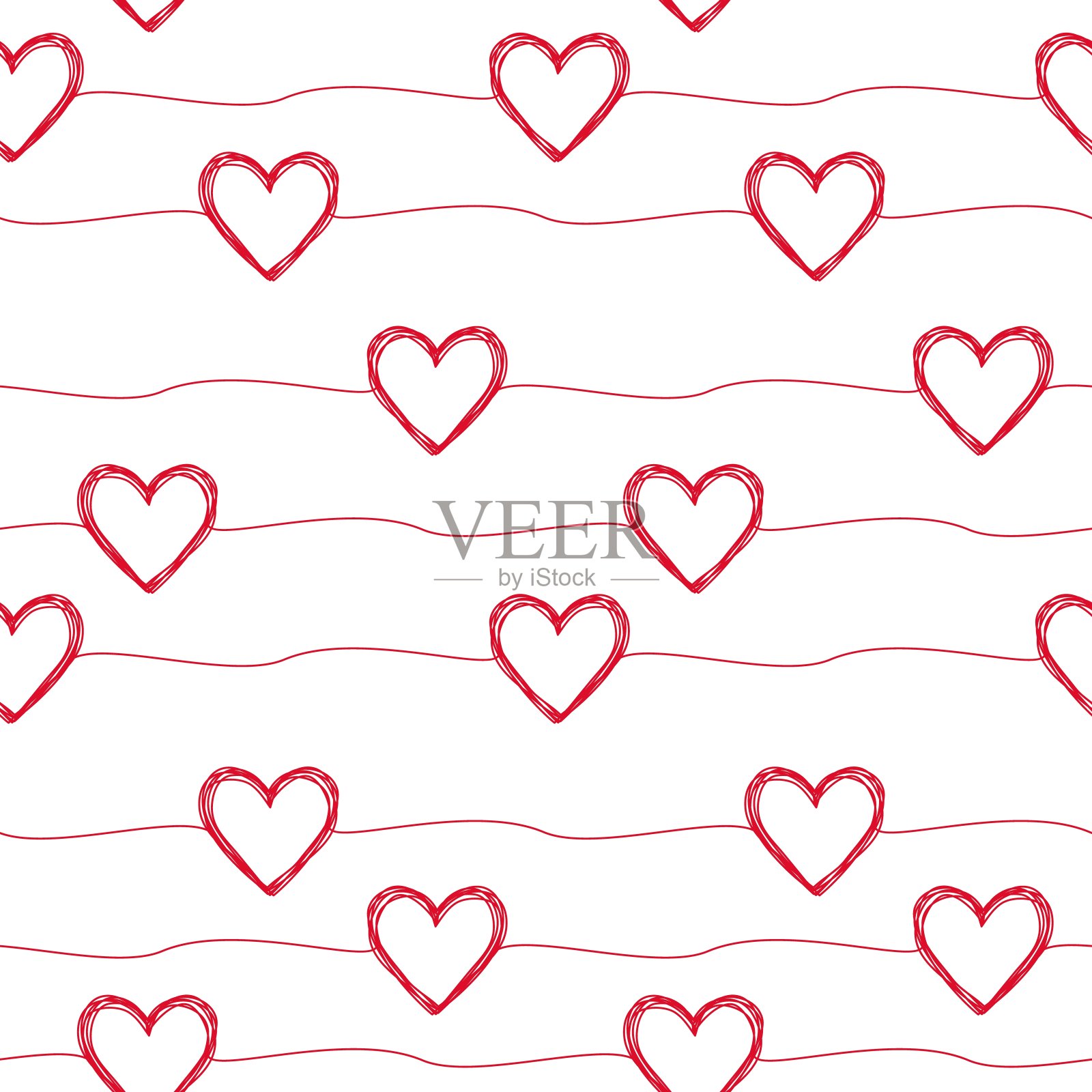 无缝图案与心形和条纹插画图片素材