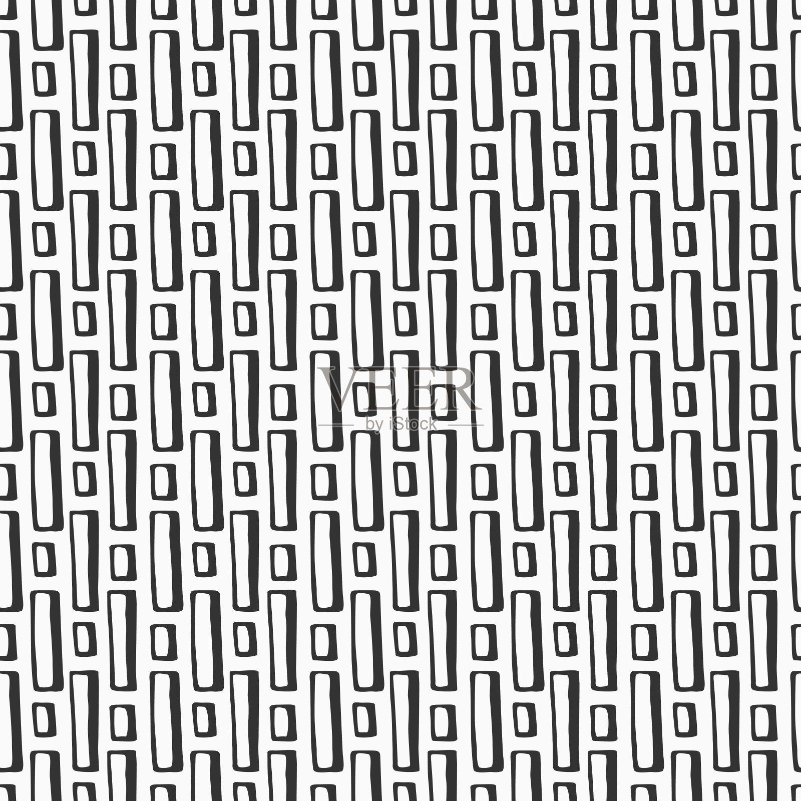 抽象的有规律的重复矩形的无缝手绘图案。涂鸦风格的插图。插画图片素材