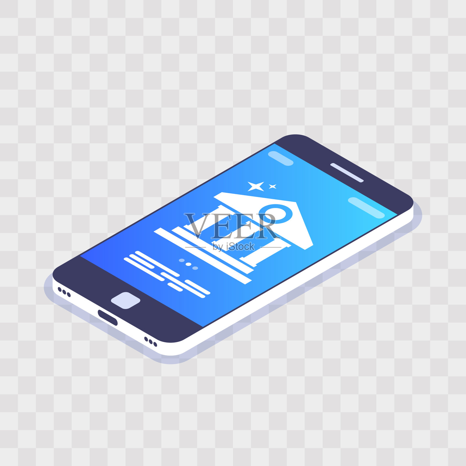 移动银行三维矢量概念。银行图标在移动设备屏幕上。智能手机透明背景。使用电话进行金融交易。插画图片素材