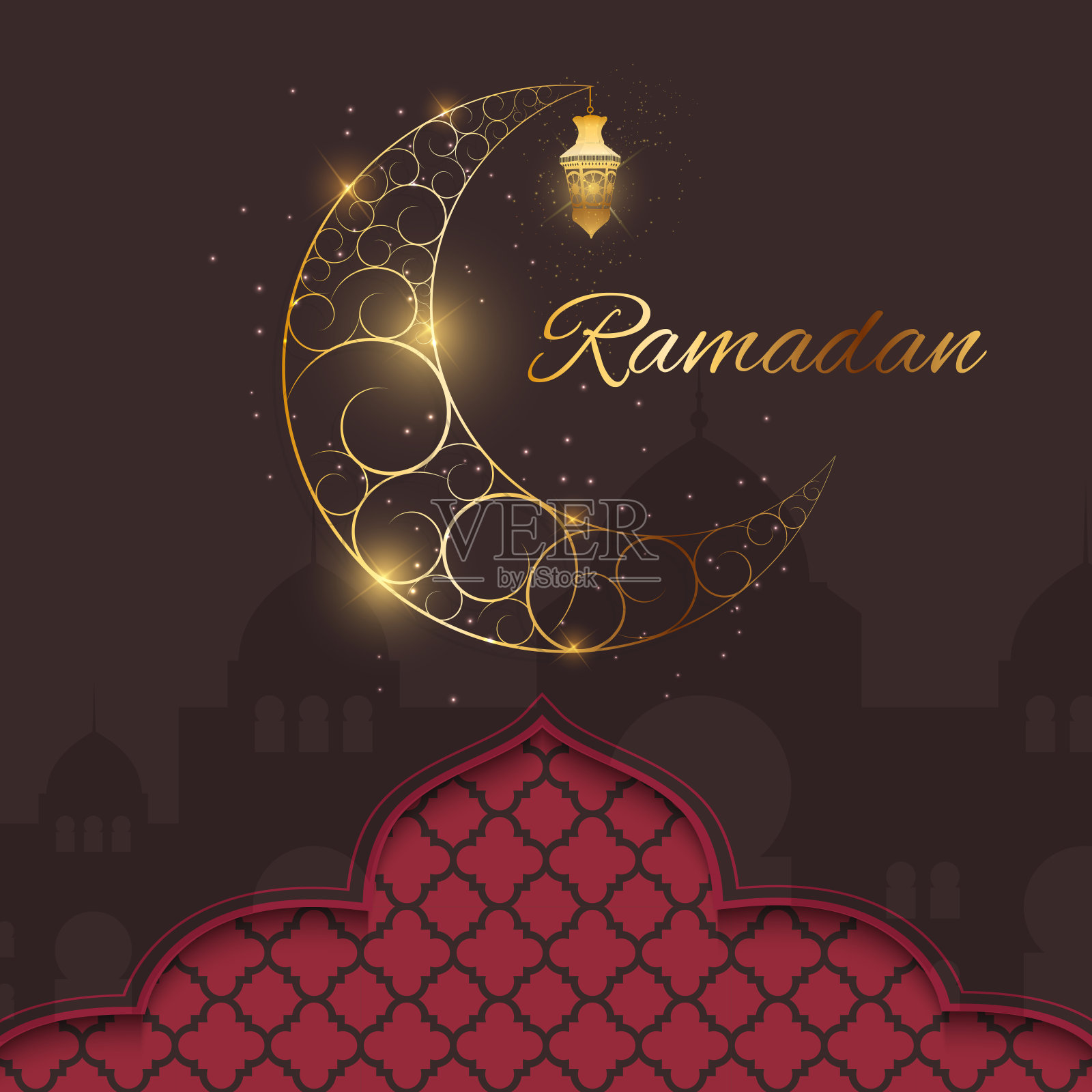 穆斯林社区斋月节的背景。开斋节穆巴拉克。矢量图插画图片素材