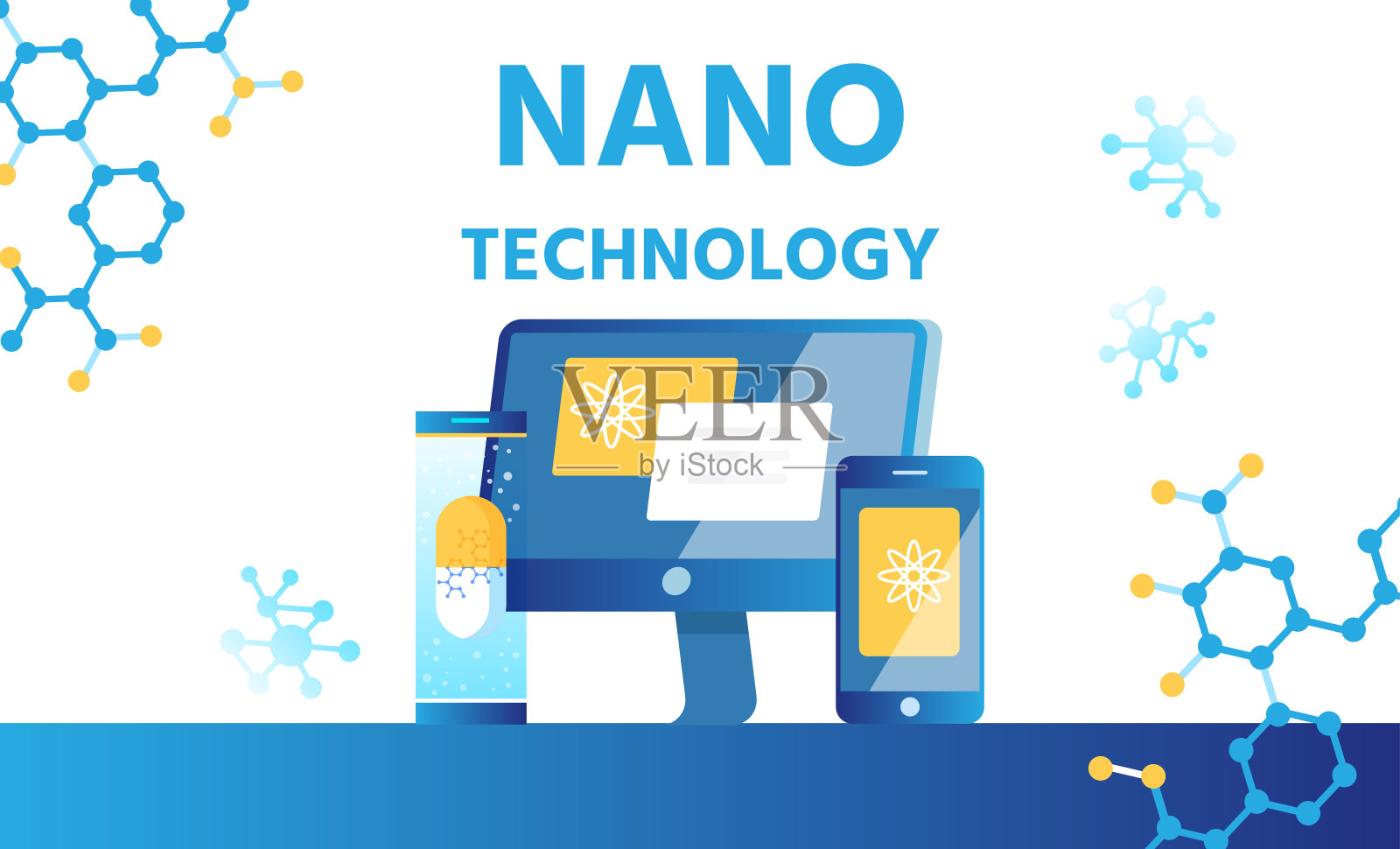 纳米技术实验室科技医学banner插画图片素材