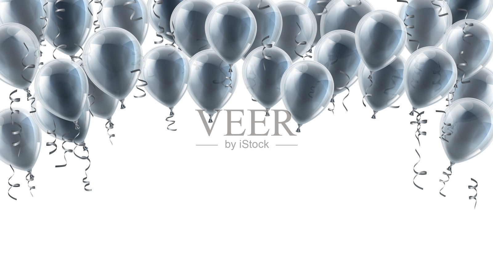 银色派对气球背景插画图片素材