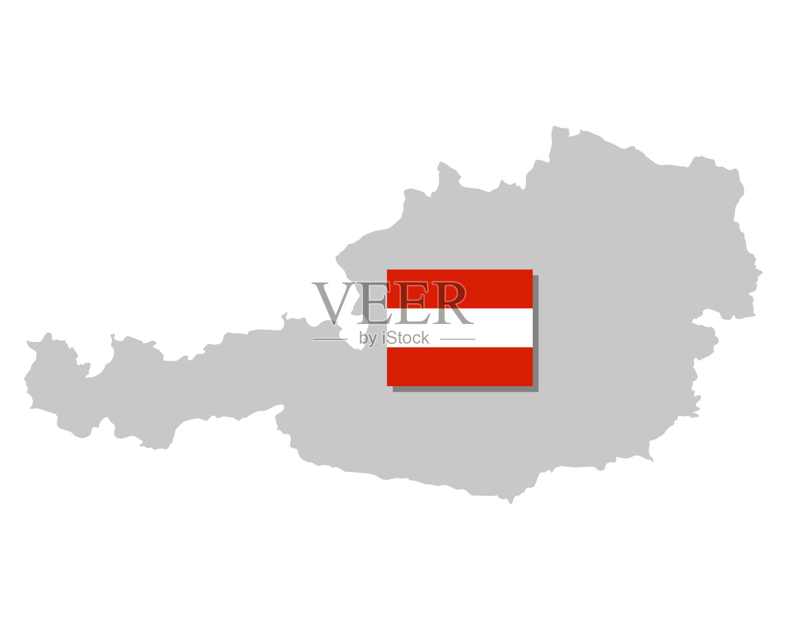 灰色地图和奥地利国旗插画图片素材