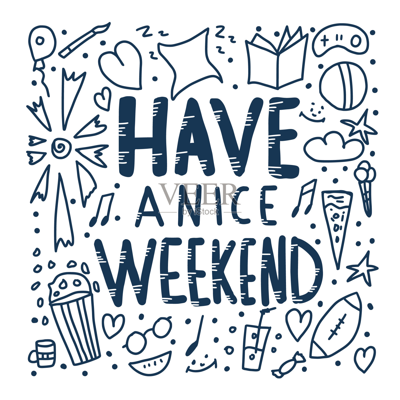 祝你周末海报愉快。矢量插图。插画图片素材