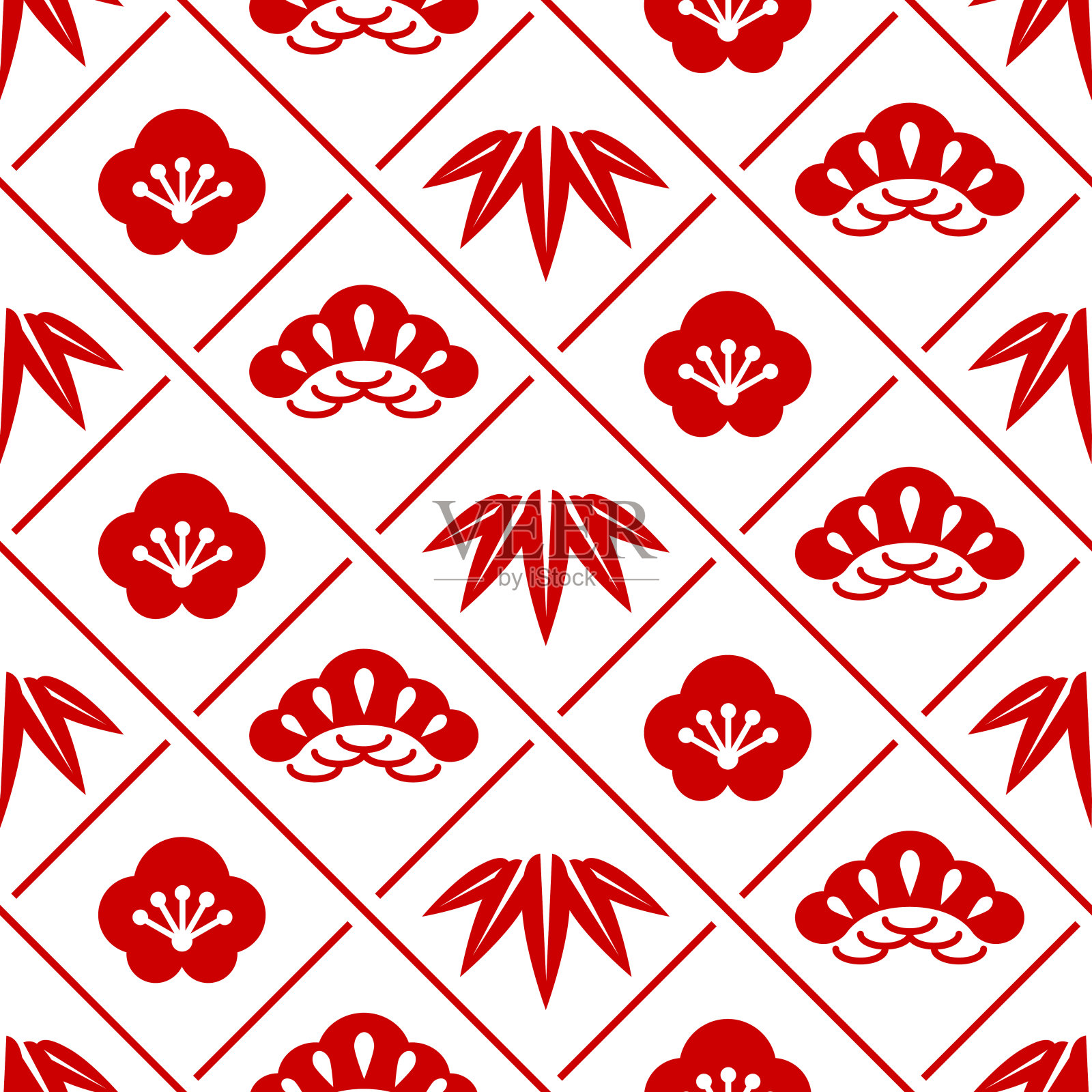 日本图案“Shochikubai”插画图片素材