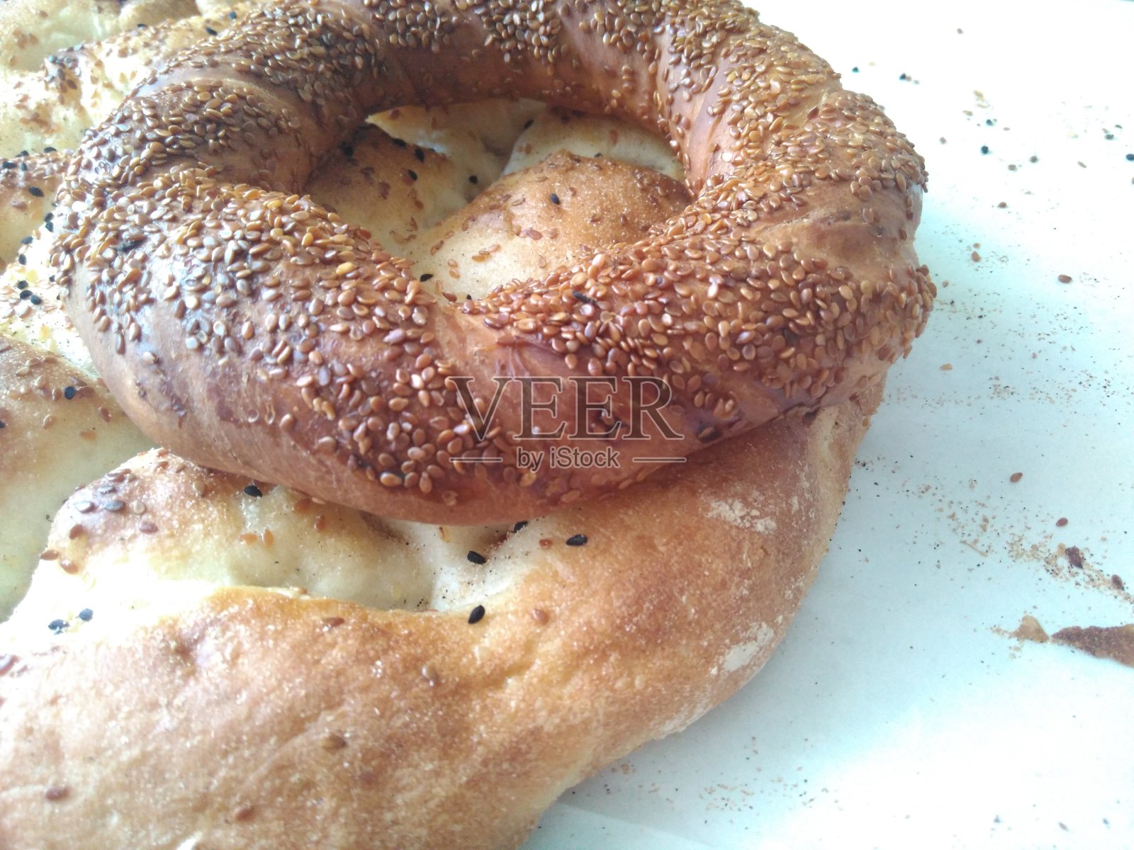 ramamazan pidesi和土耳其simit照片摄影图片