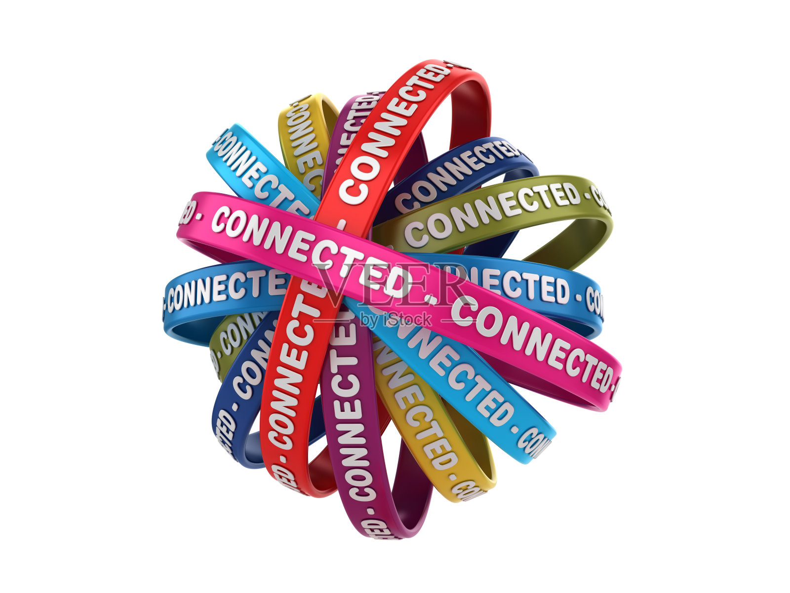 圆形丝带与连接字- 3D渲染照片摄影图片