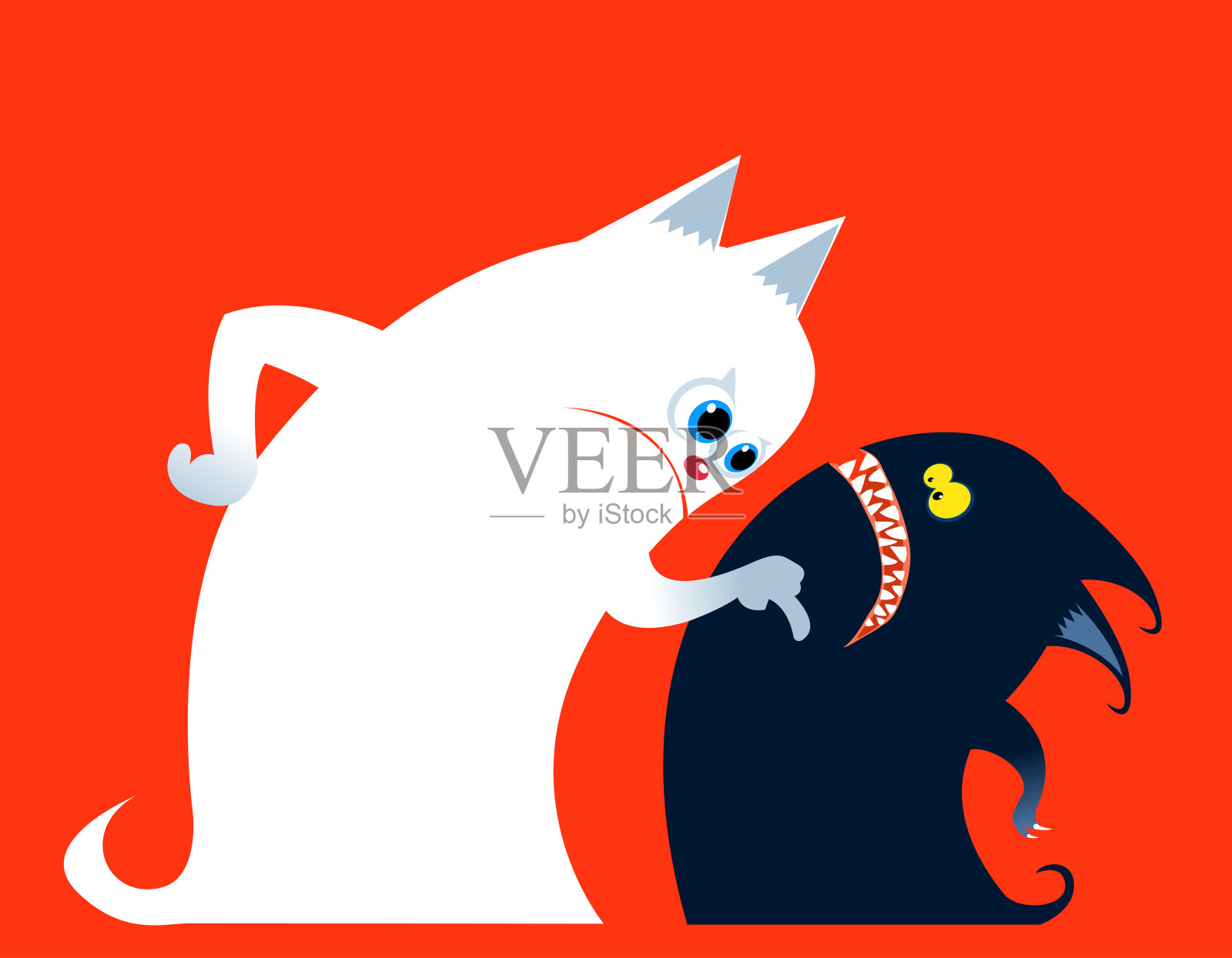 善良vs邪恶可爱的角色。插画图片素材