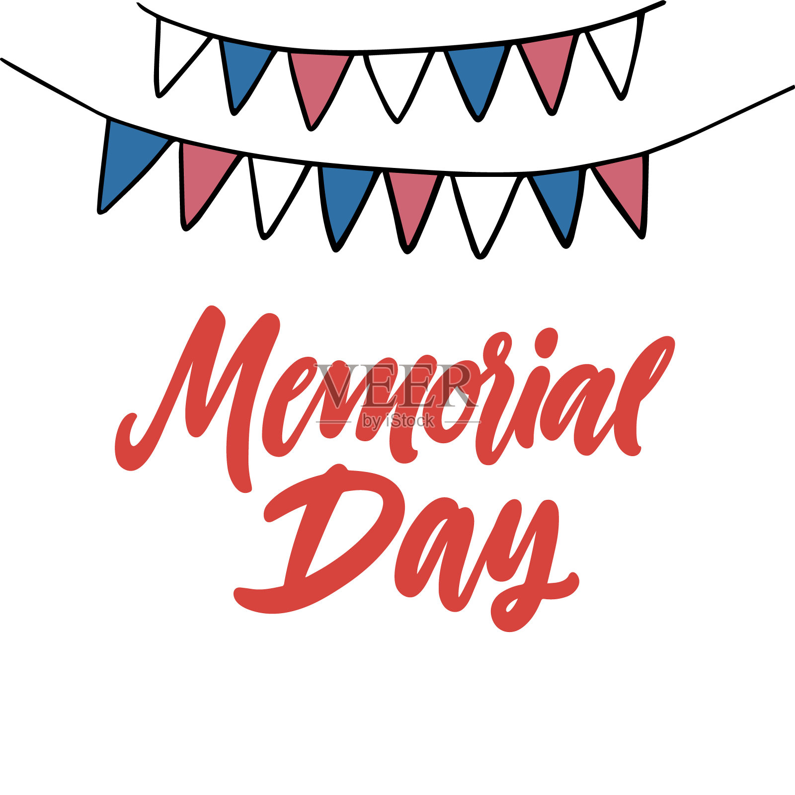 阵亡将士纪念日旗帜与美国国家颜色的装饰。插画图片素材