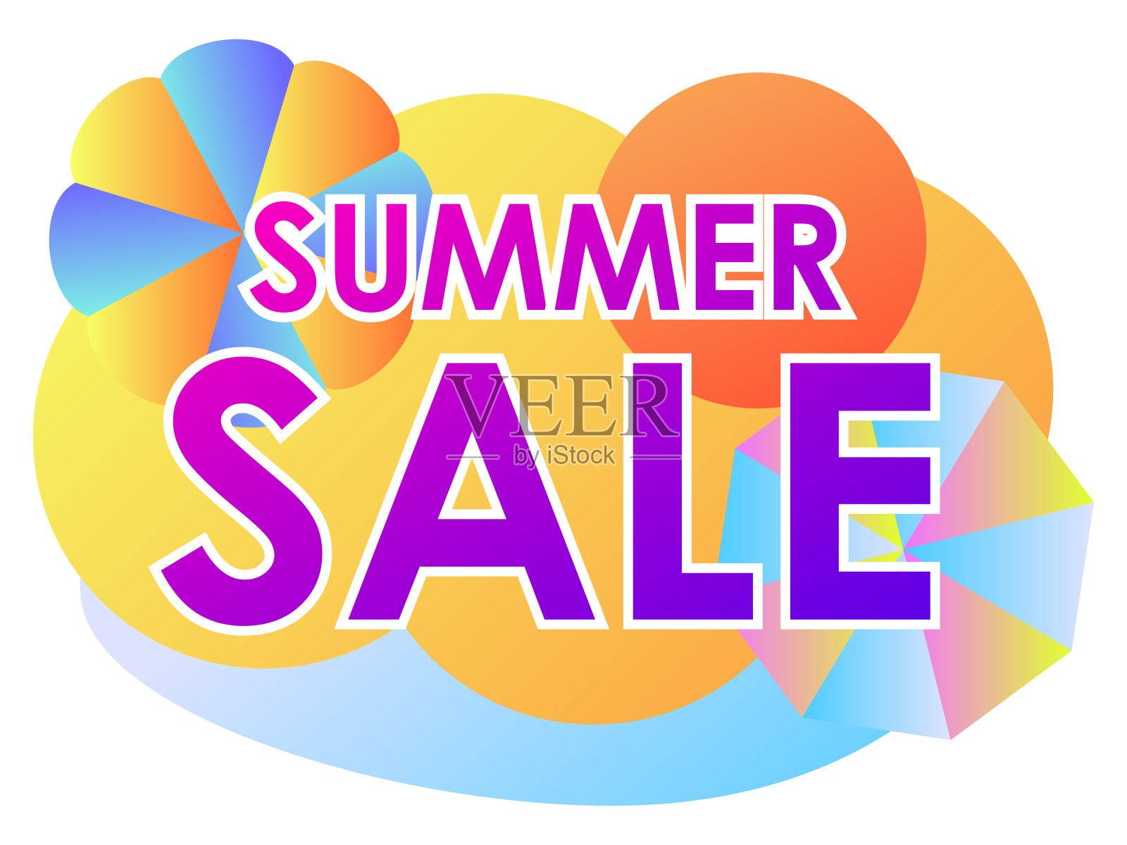 夏季出售液体抽象形状。渐变彩色流体形状孤立在白色背景上。矢量图设计元素图片