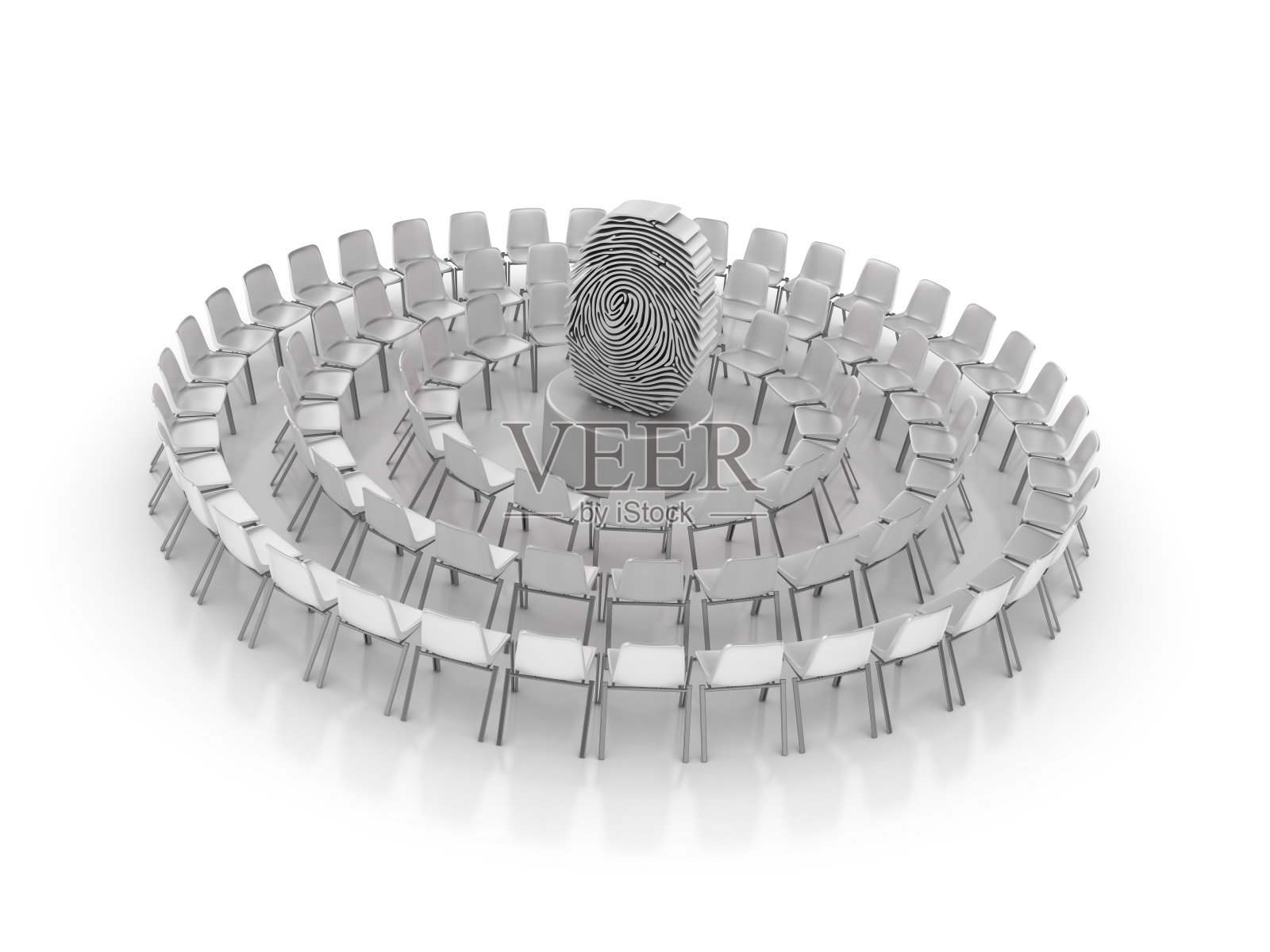 圆形的椅子与指纹- 3D渲染照片摄影图片
