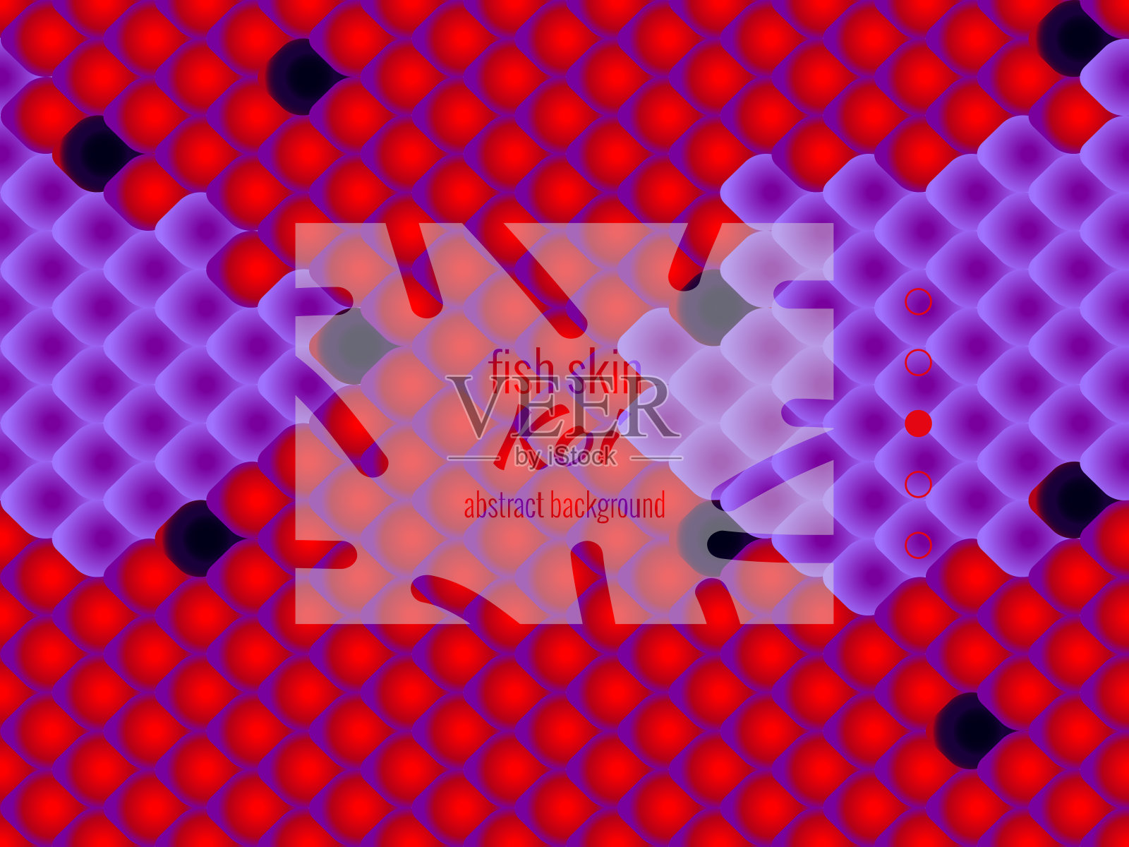 民族东方图案，彩色鲤鱼皮锦鲤。无缝图案锦鲤在明亮的红色和紫外光色。向量的插图。插画图片素材