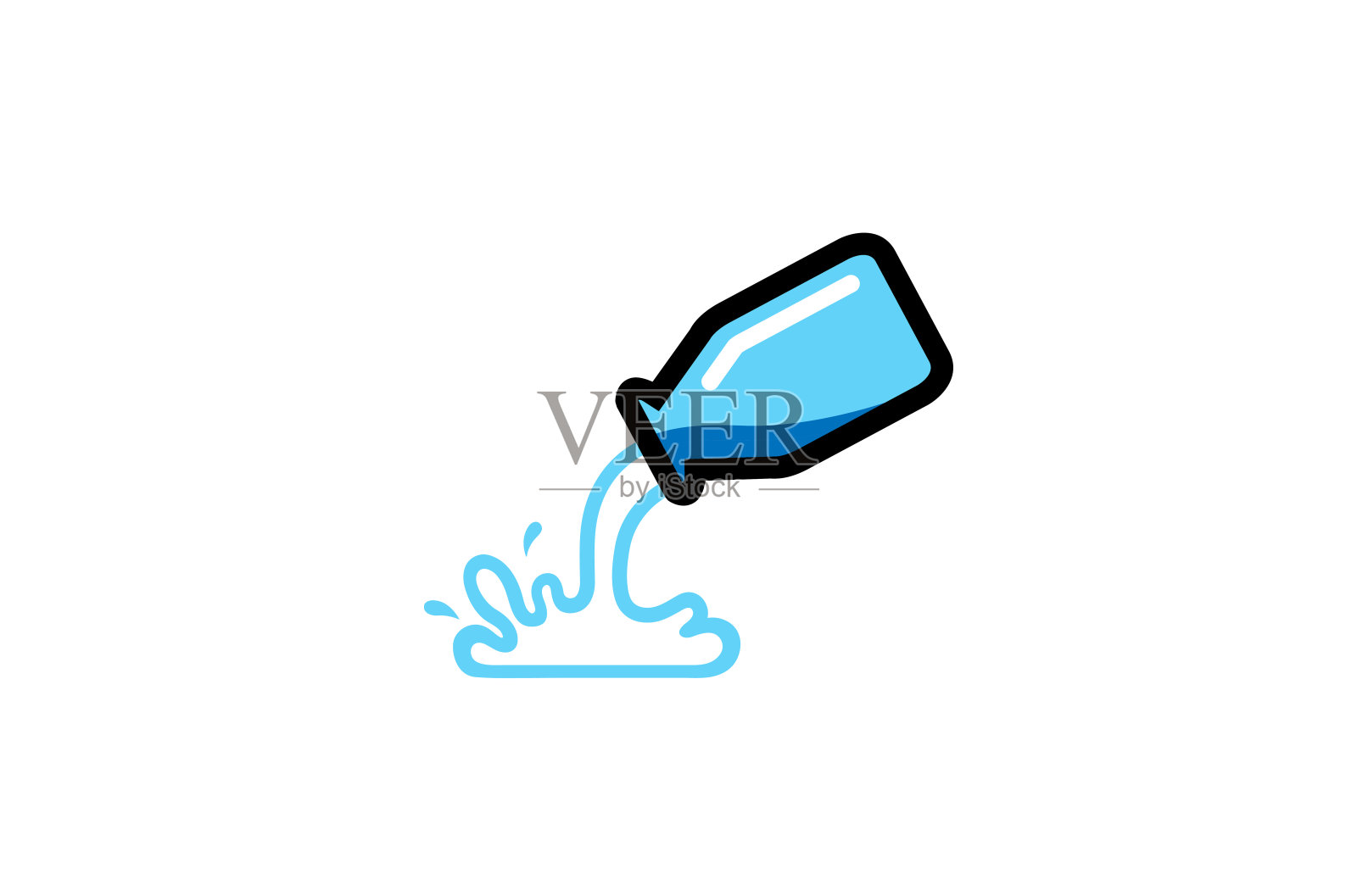 创意抽象天然奶瓶与飞溅标志设计符号矢量插图插画图片素材