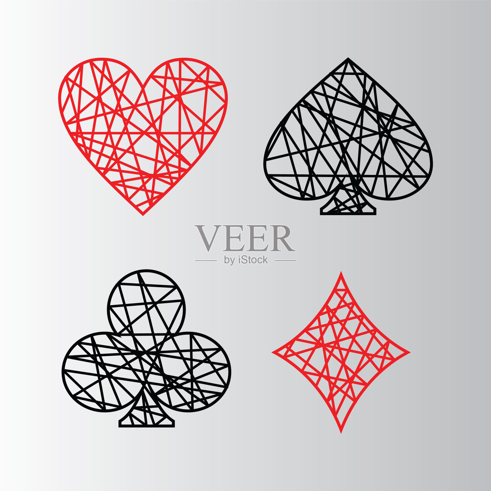 扑克牌套装。四个卡套装。一套扑克牌。会徽插画图片素材