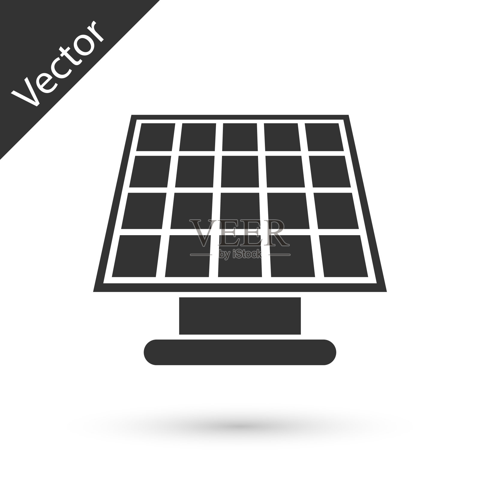 灰色太阳能面板图标孤立在白色背景。矢量图图标素材