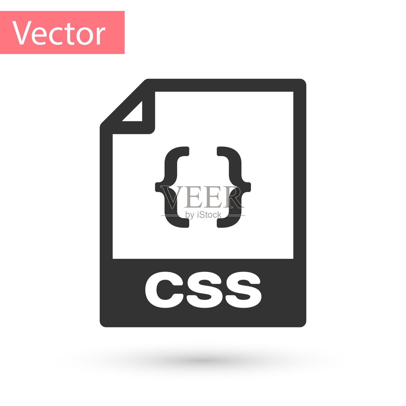 灰色CSS文件文档图标。下载css按钮图标孤立的白色背景。CSS文件的象征。矢量图插画图片素材