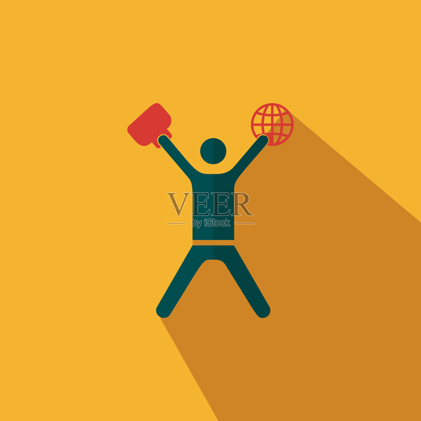 商人成功的全球标志-成功的商业平标志插画图片素材