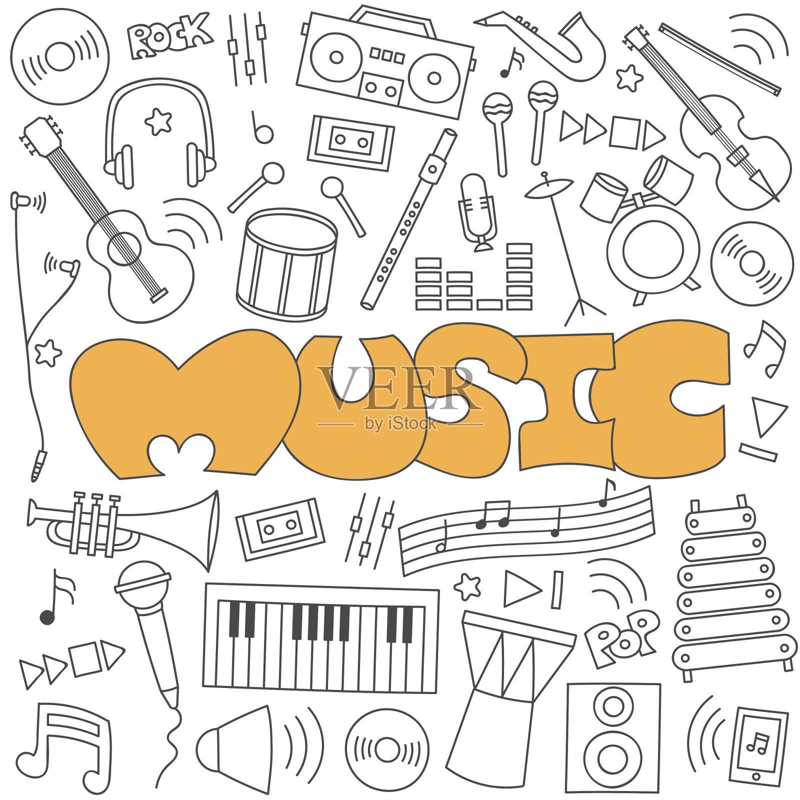 手绘涂鸦音乐集插画图片素材
