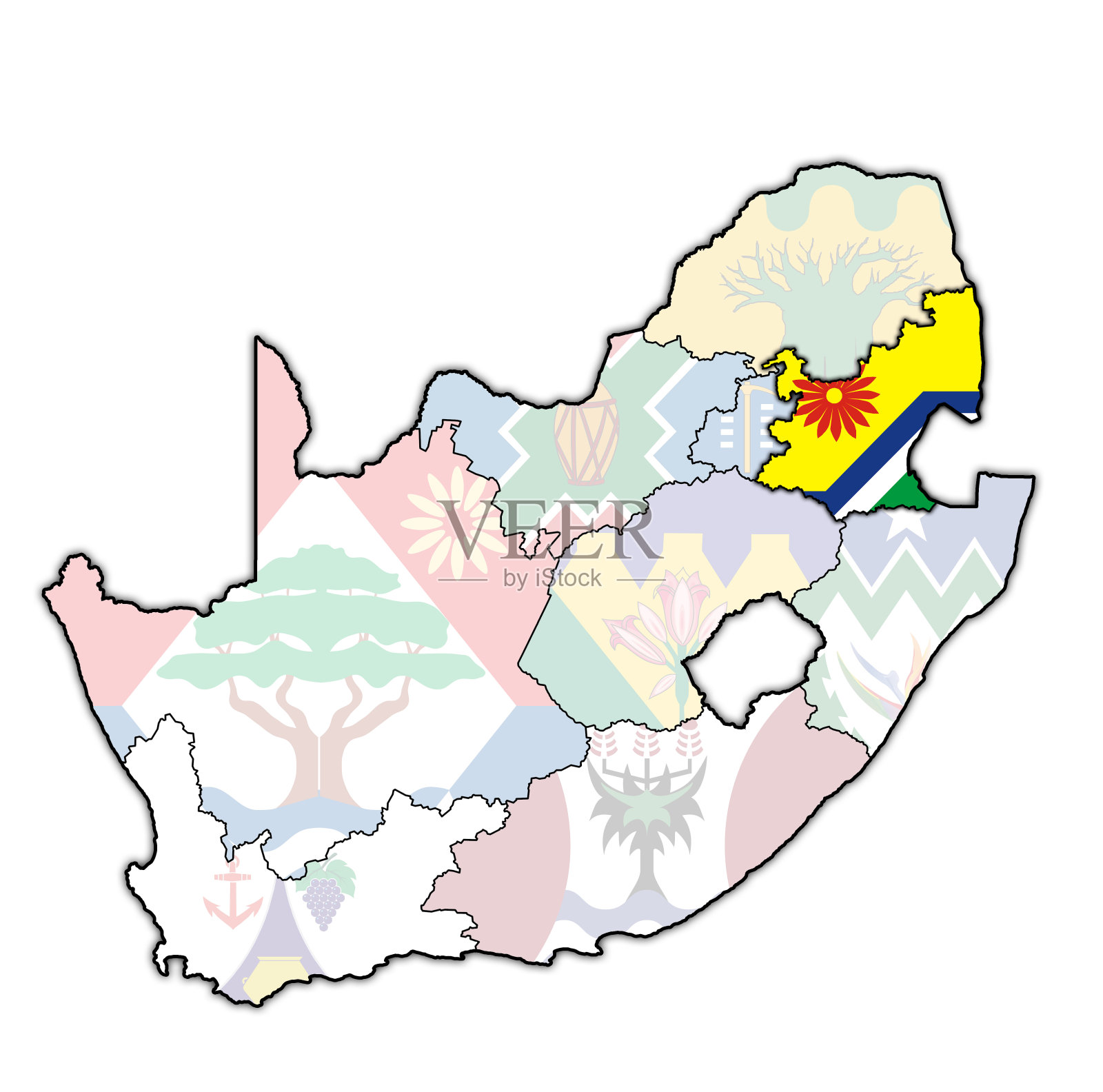 南非行政地图上的普马兰加地区旗插画图片素材
