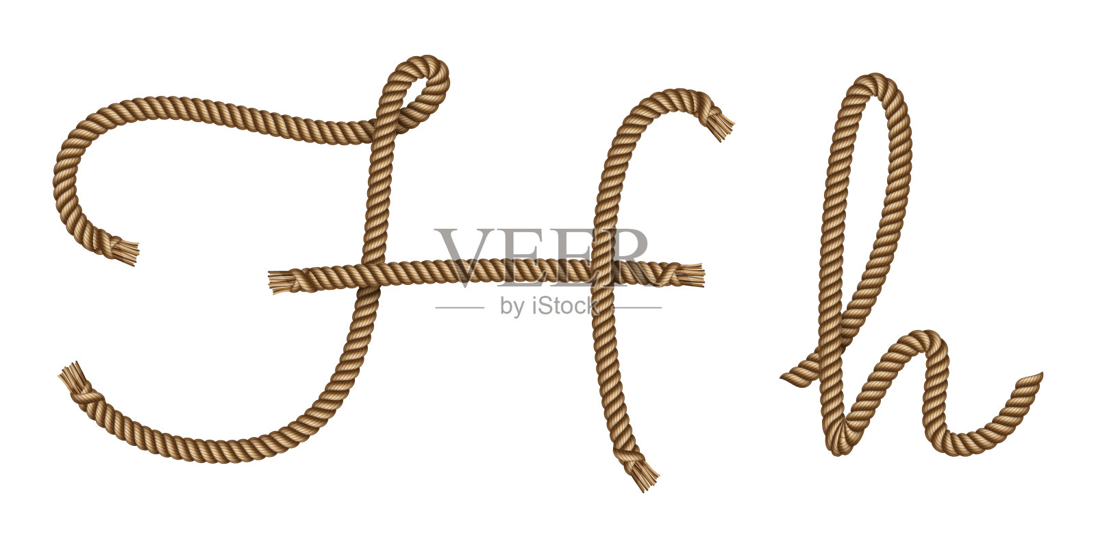 绳子手画字母H设计元素图片