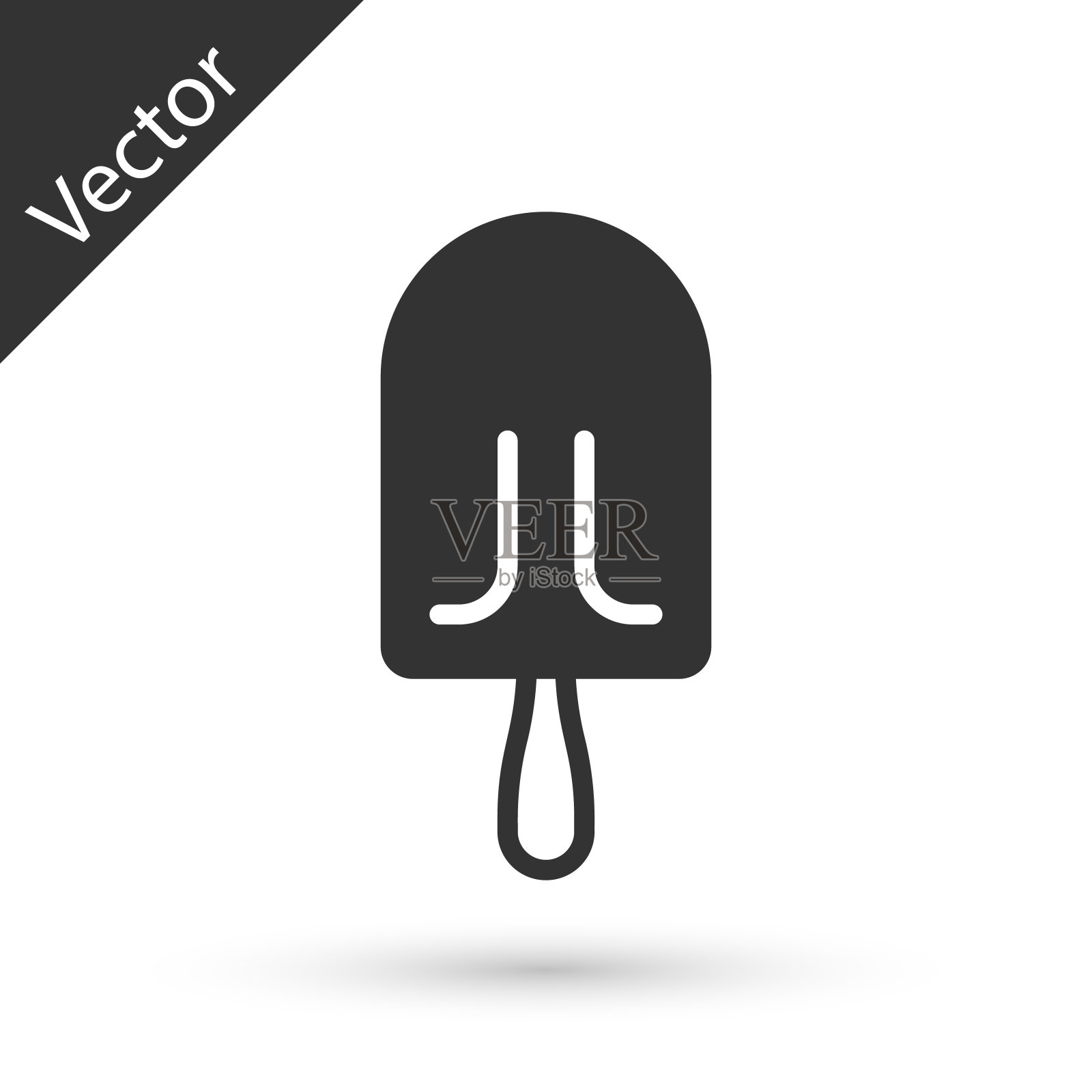 灰色冰淇淋图标孤立在白色背景。甜蜜的象征。矢量图插画图片素材