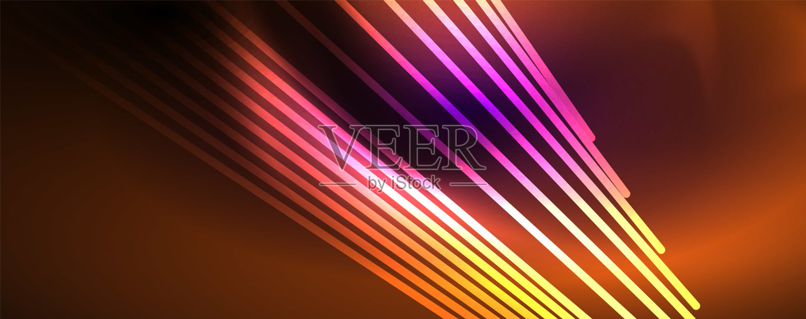 带线条的彩色灯光，外太空背景，明亮的光线插画图片素材