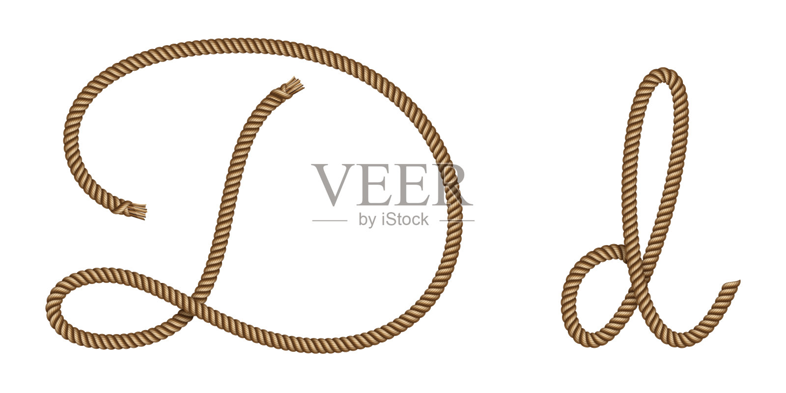 绳子手画字母D插画图片素材