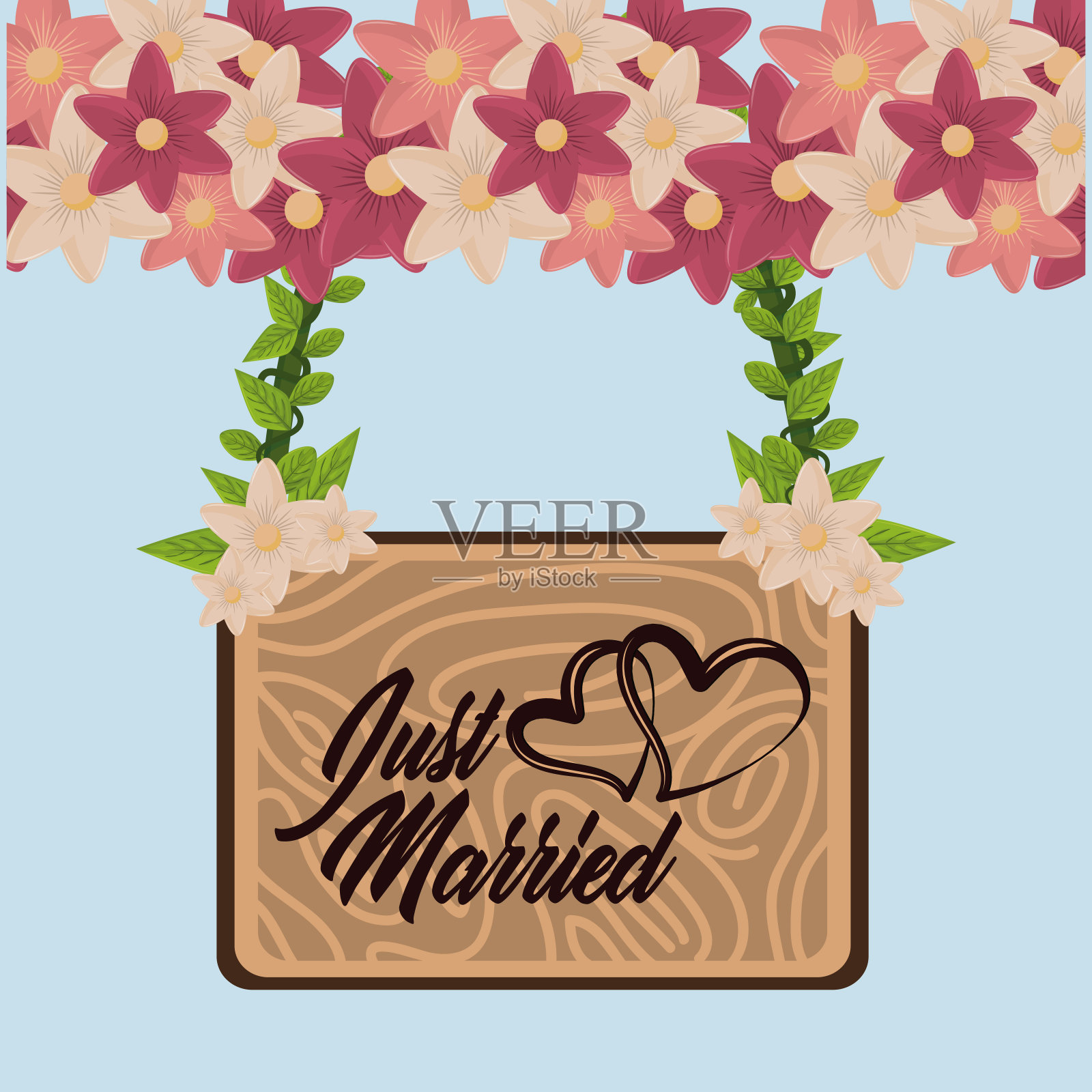 刚刚结婚的结婚卡片插画图片素材