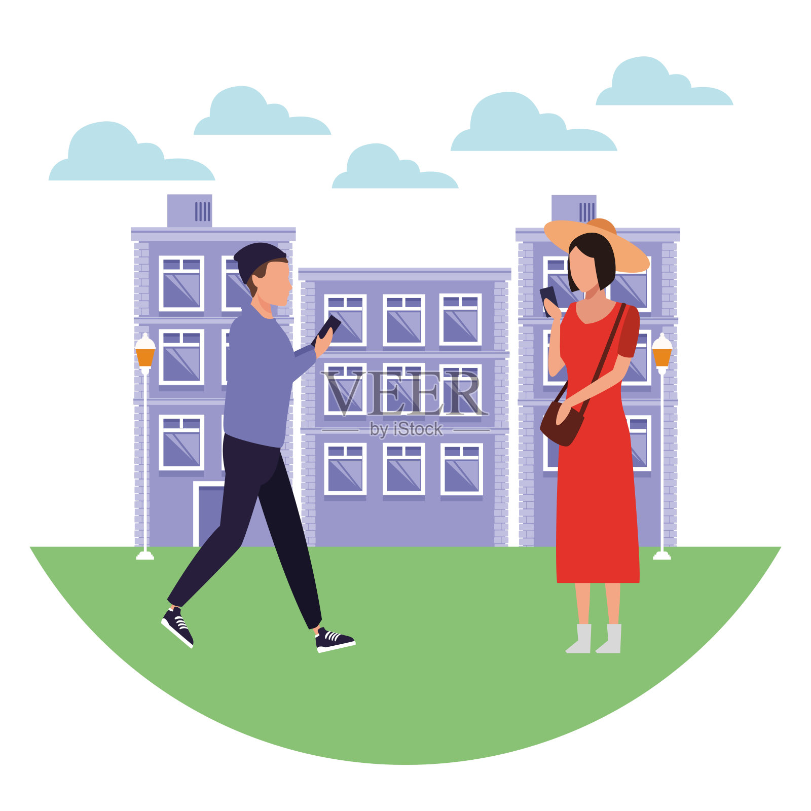 智能手机的人插画图片素材