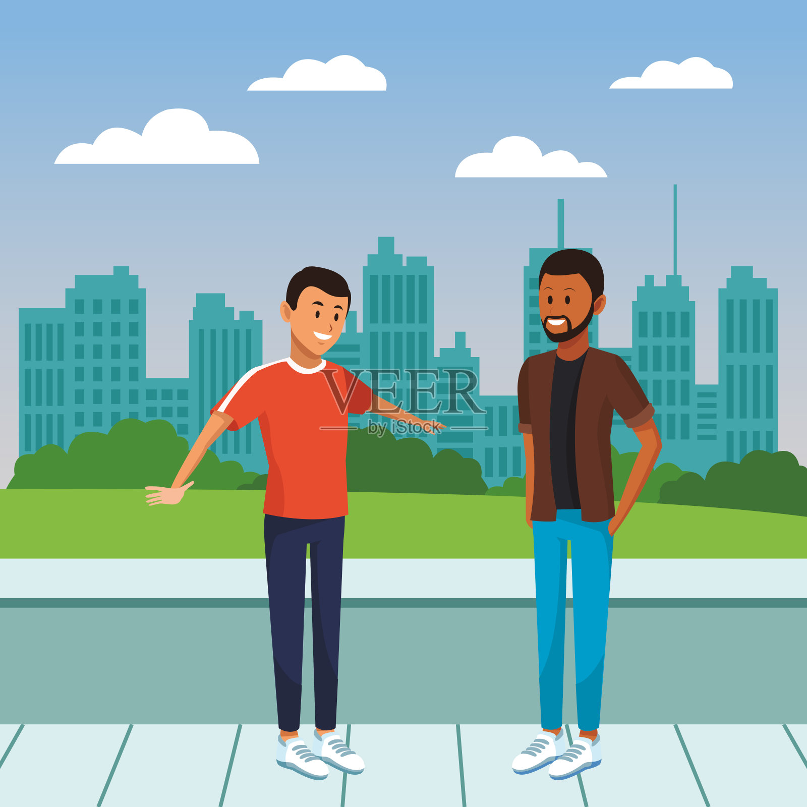 城市青年卡通插画图片素材