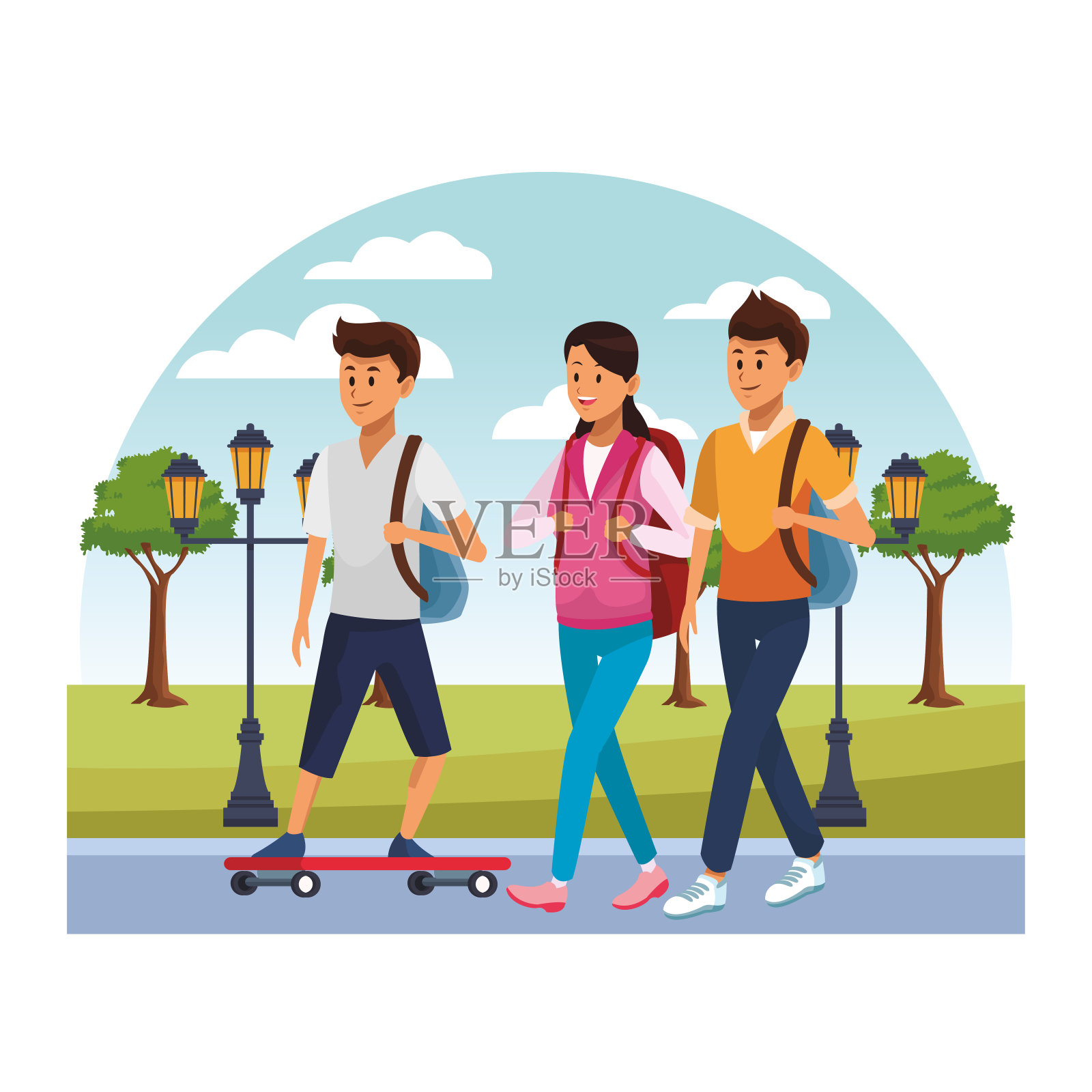 城市青年卡通插画图片素材